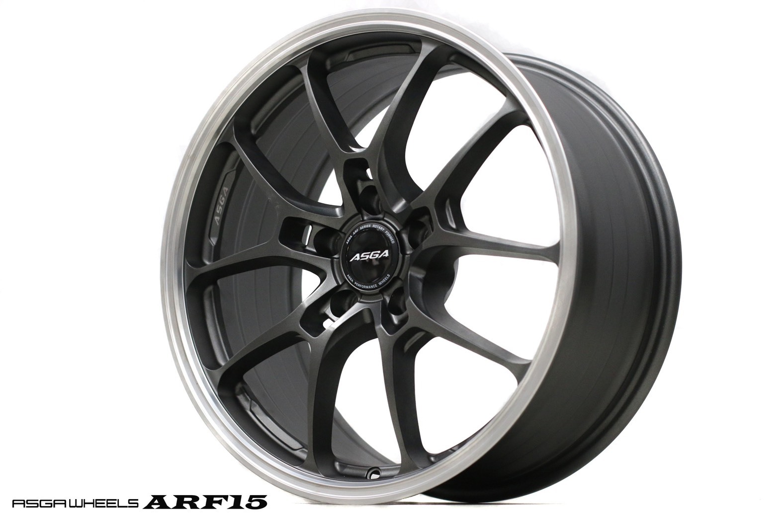 【旋壓輕量鋁圈】ASGA ARF15 X 輕量新境界｜賽道級旋壓鋁圈 岩石灰銀車邊18吋 四入組