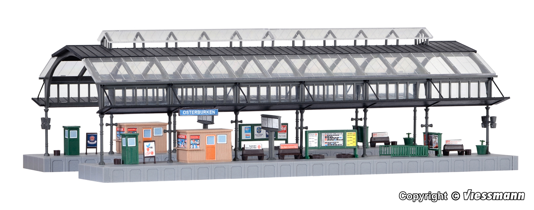 Kibri 37758 N規 月台大廳 灰色.套件