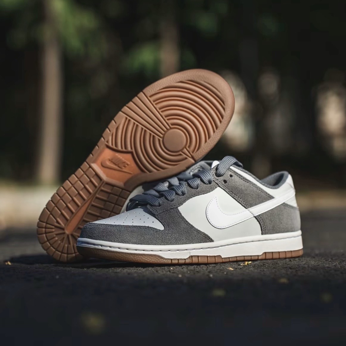 NIKE DUNK LOW 白灰 麂皮 皮革 拼接 休閒 焦糖底  IB6399-001