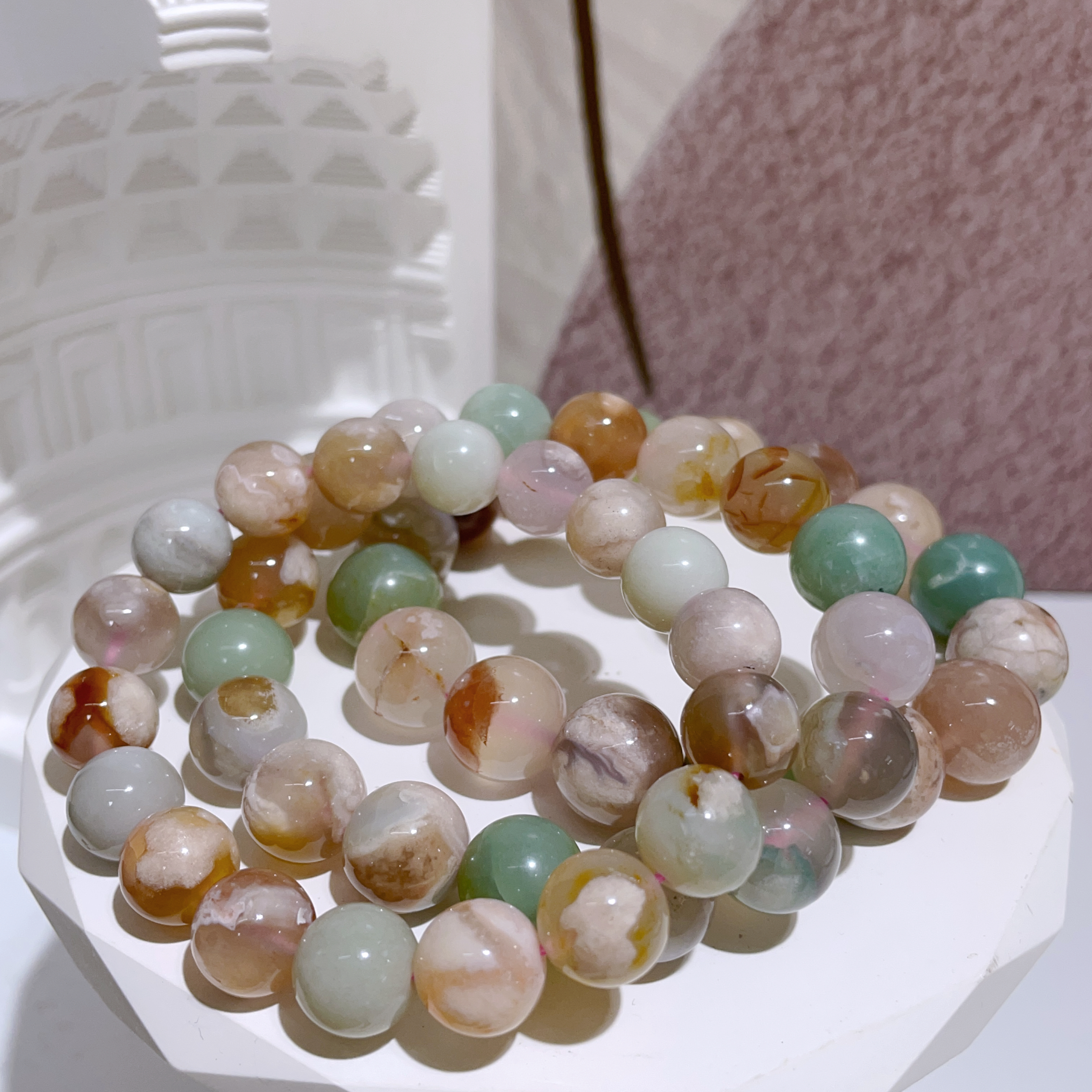 糖果彩櫻花瑪瑙手串