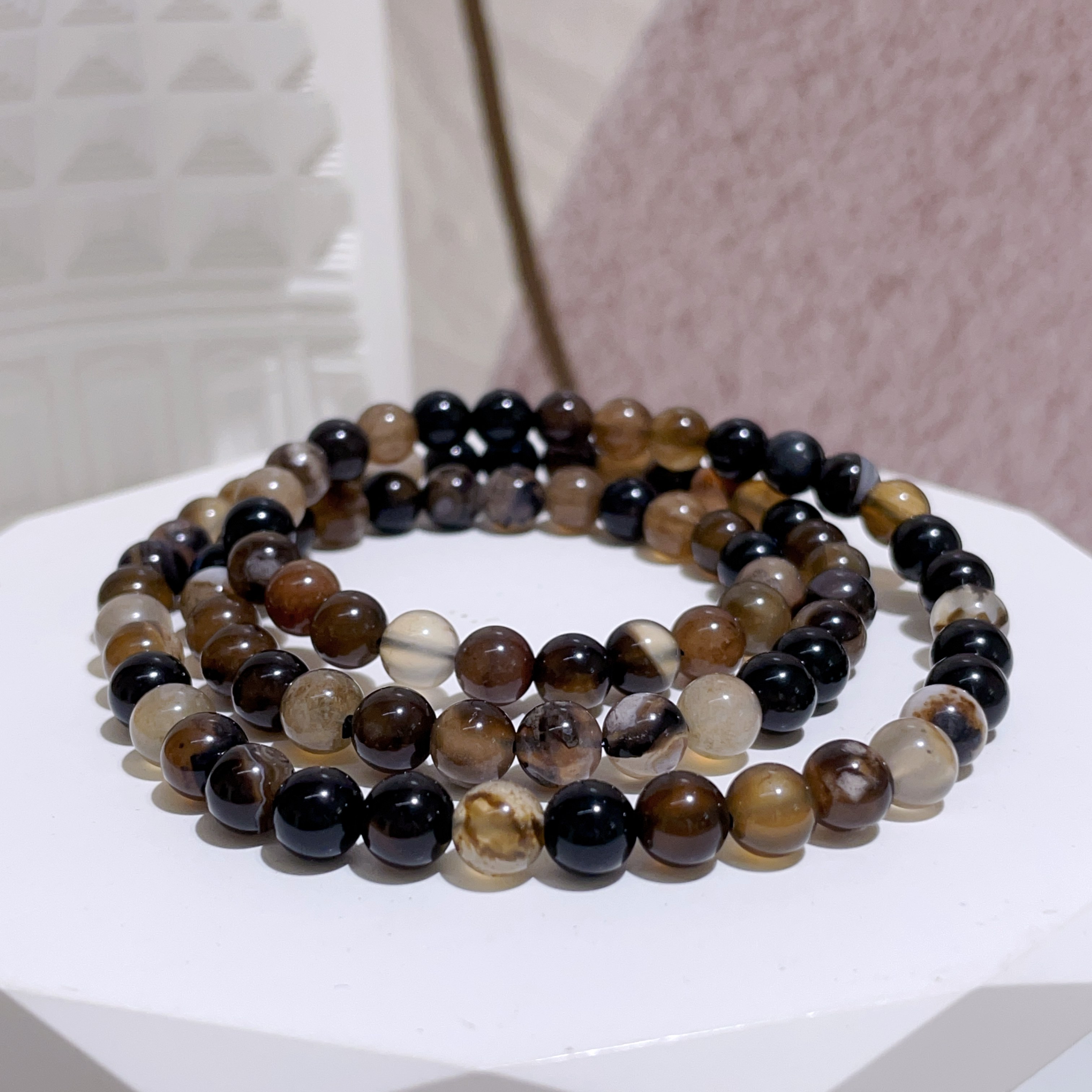 黑櫻花瑪瑙三圈 6mm