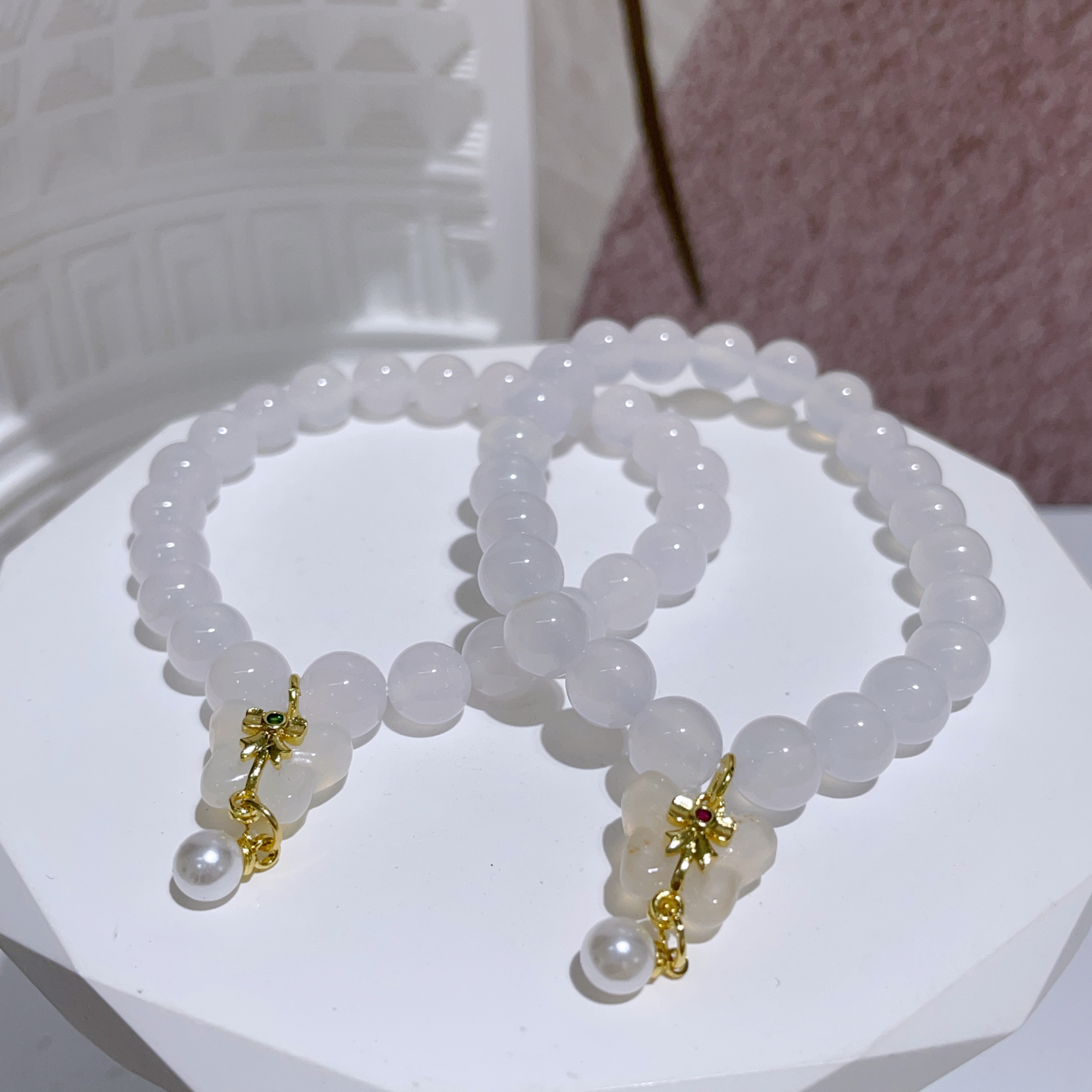 荔枝凍蝴蝶吊飾手串 8mm