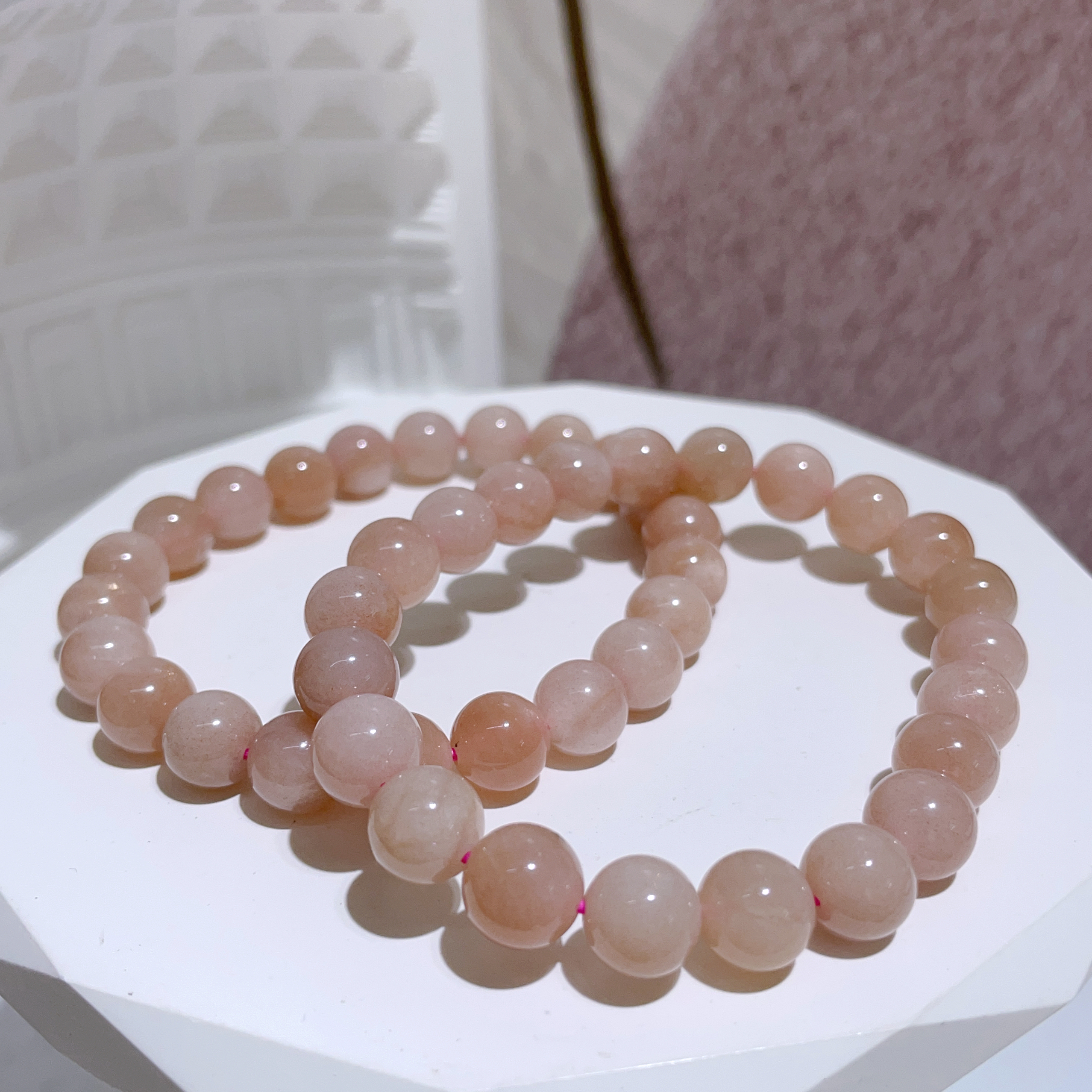 粉橙月亮手串 8mm