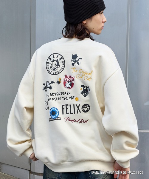 日本🇯🇵連線 MONO-MART x FELIX 菲力貓 復古印花羊毛襯裡長袖T 復古美式 印花 插畫風 寬鬆 落肩 長袖 休閒 6款(任買兩件711免運)/預購
