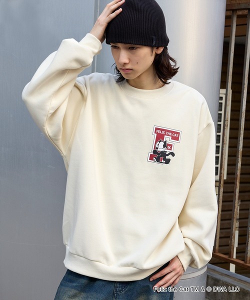 日本🇯🇵連線 MONO-MART x FELIX 菲力貓 復古印花羊毛襯裡長袖T 復古美式 印花 插畫風 寬鬆 落肩 長袖 休閒 6款(任買兩件711免運)/預購
