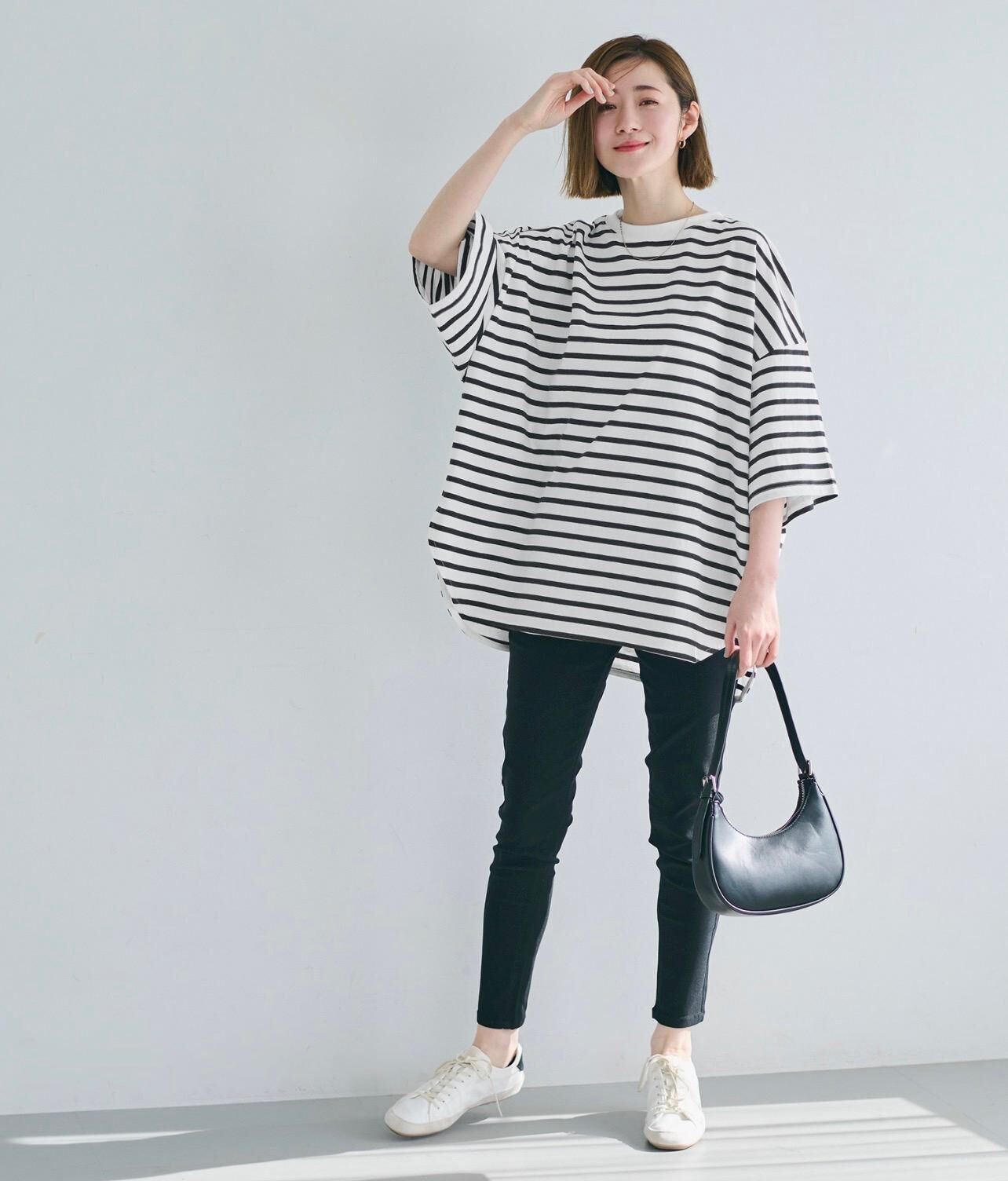 【預購】JN100606 coca 條紋5分袖上衣