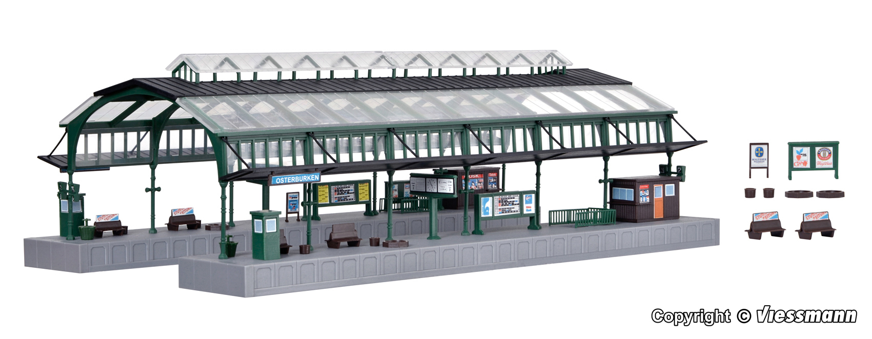 Kibri 37760 N規 月台大廳 綠色.套件