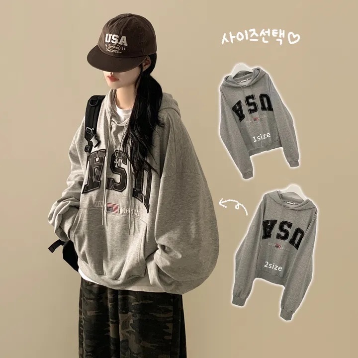 【優惠價預訂】韓國迷彩USA連帽衛衣（4色）