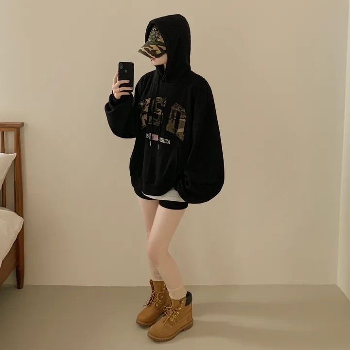 【優惠價預訂】韓國迷彩USA連帽衛衣（4色）