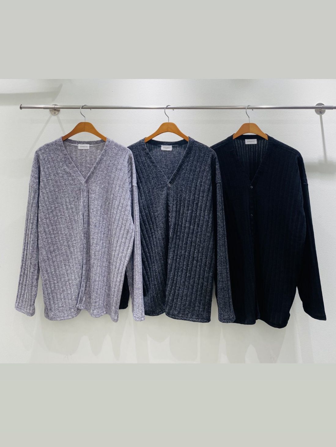 暗直紋開胸針織線外套 UNSTANDARD-128JK