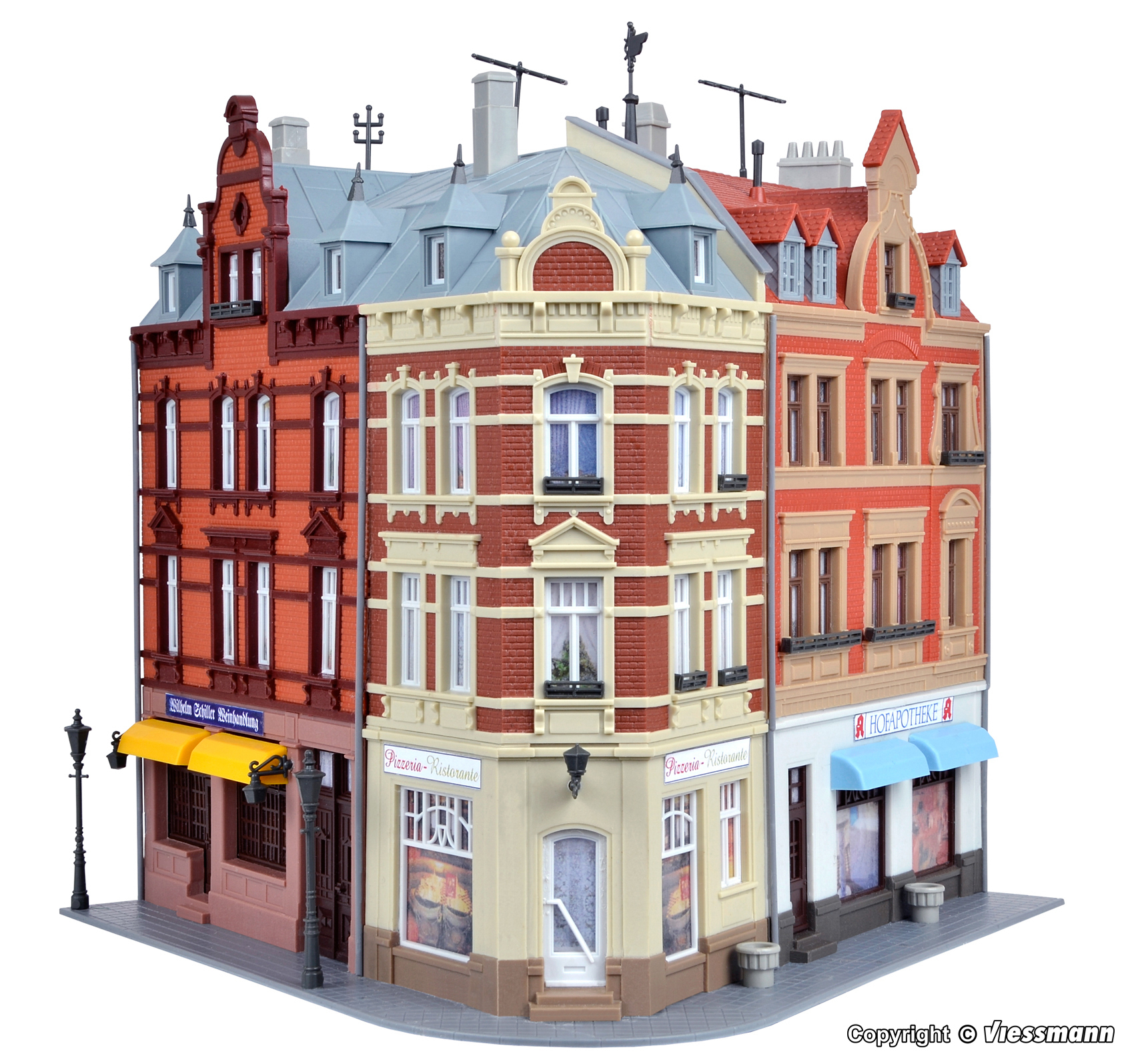 Kibri 38355 HO規 漢薩廣場邊角房.套件