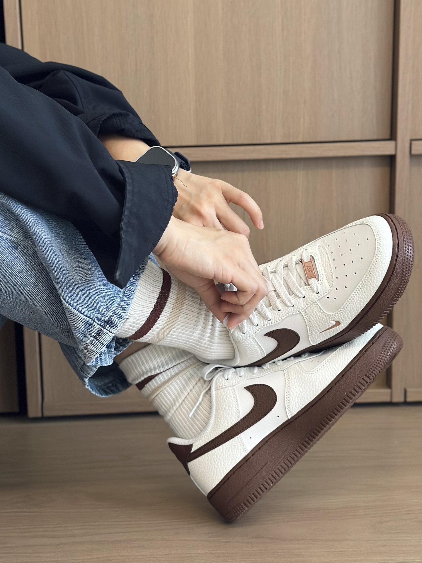 代購-Nike Air Force 1 米白棕 巧克力牛奶 復古棕 女款  IM3378-122