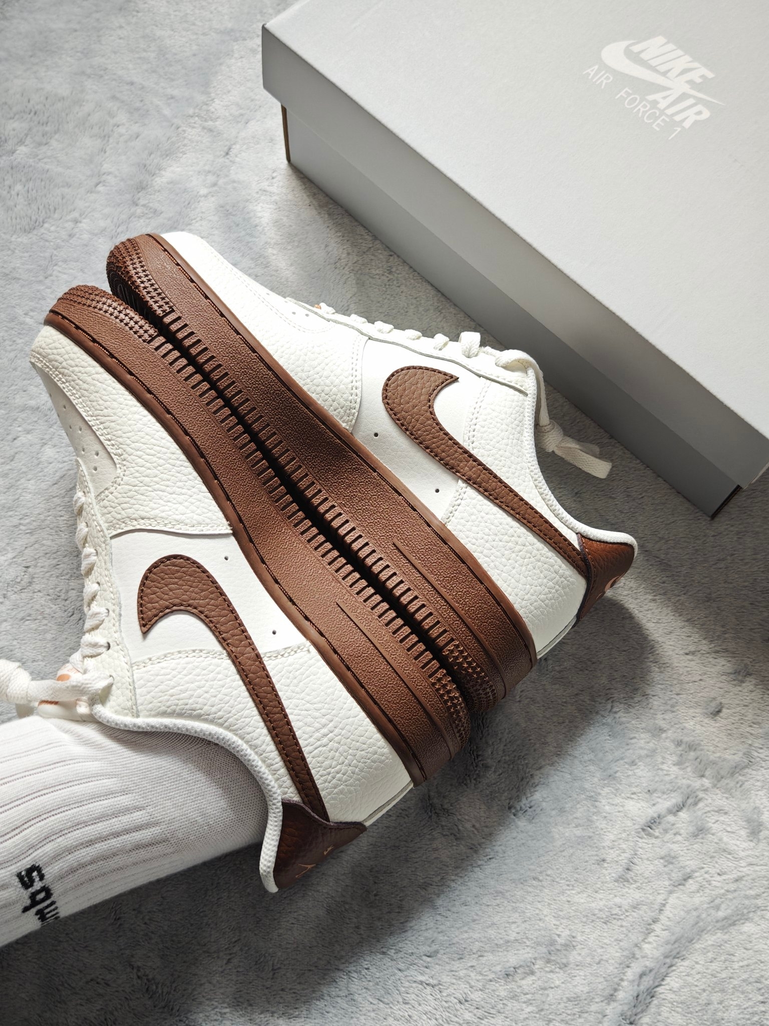 代購-Nike Air Force 1 米白棕 巧克力牛奶 復古棕 女款  IM3378-122