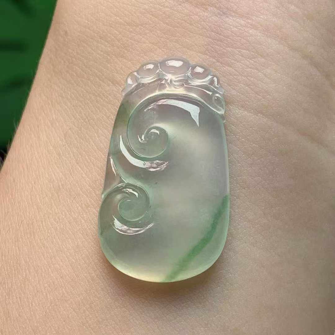 翡翠冰種飄花如意,天然翡翠A玉, 緬甸玉, Jade, Jadeite
