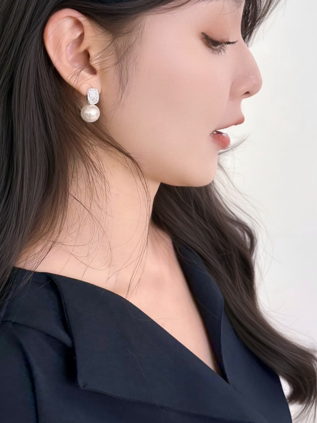 精緻珍珠鑽耳環