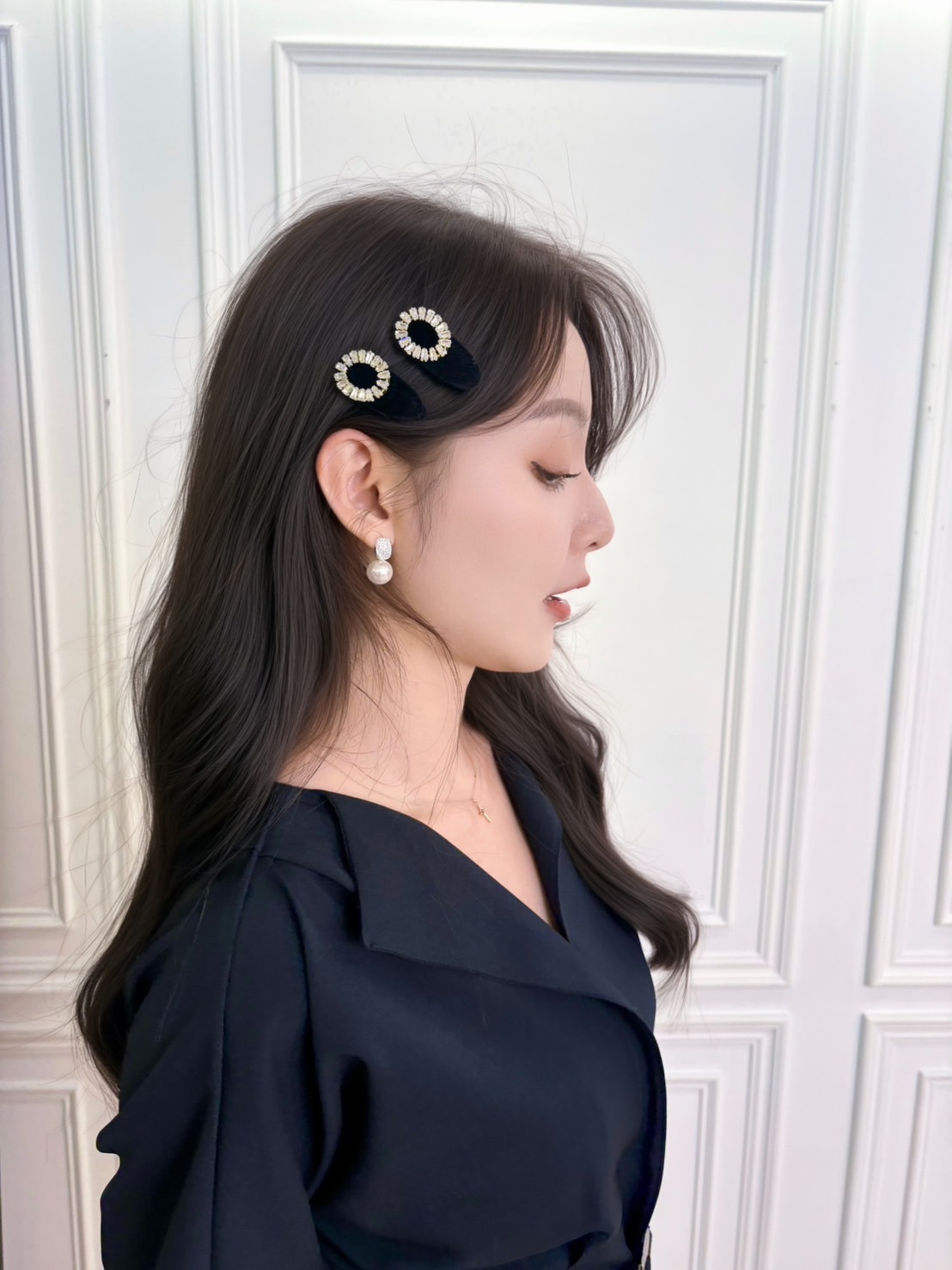 (赫本風)華麗環鑽絨面髮夾