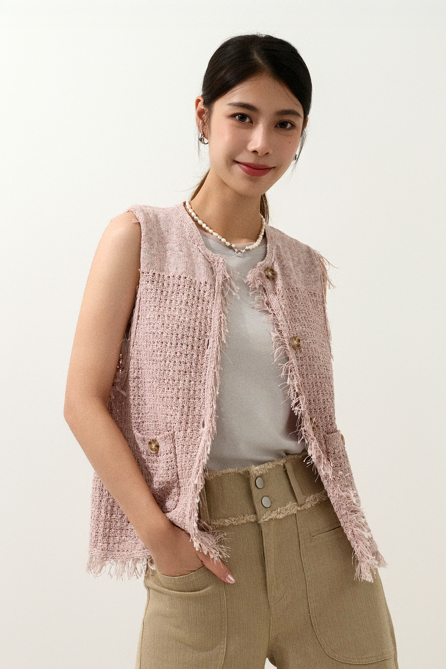 蘇蘇邊針織背心外套 (預購產品）