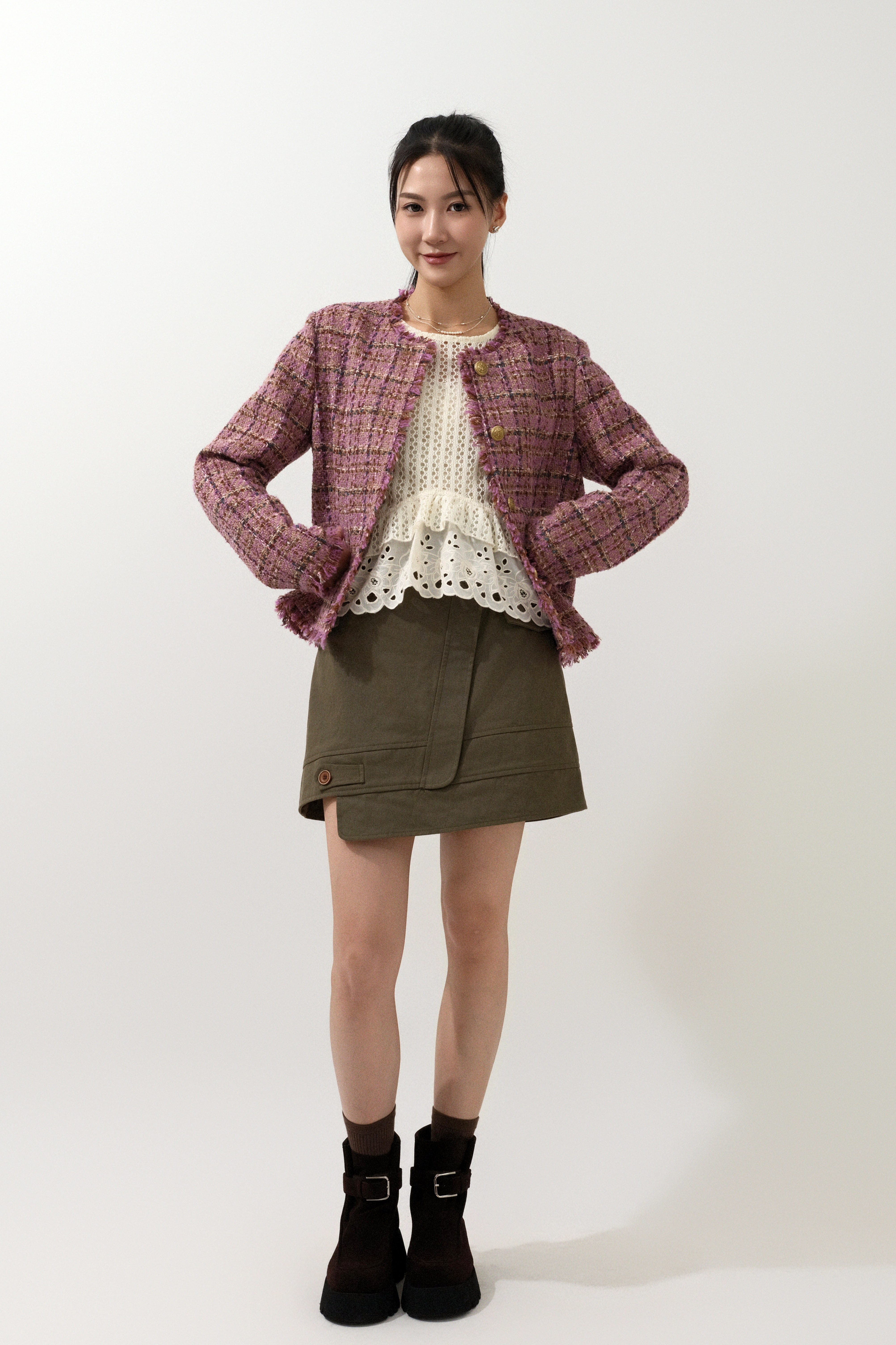 蘇蘇邊彩格tweed外套 (預購產品）