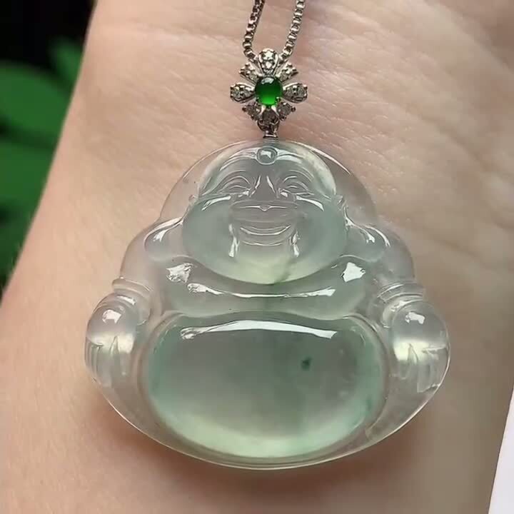 翡翠冰種飄花佛公,天然翡翠A玉, 緬甸玉, Jade, Jadeite
