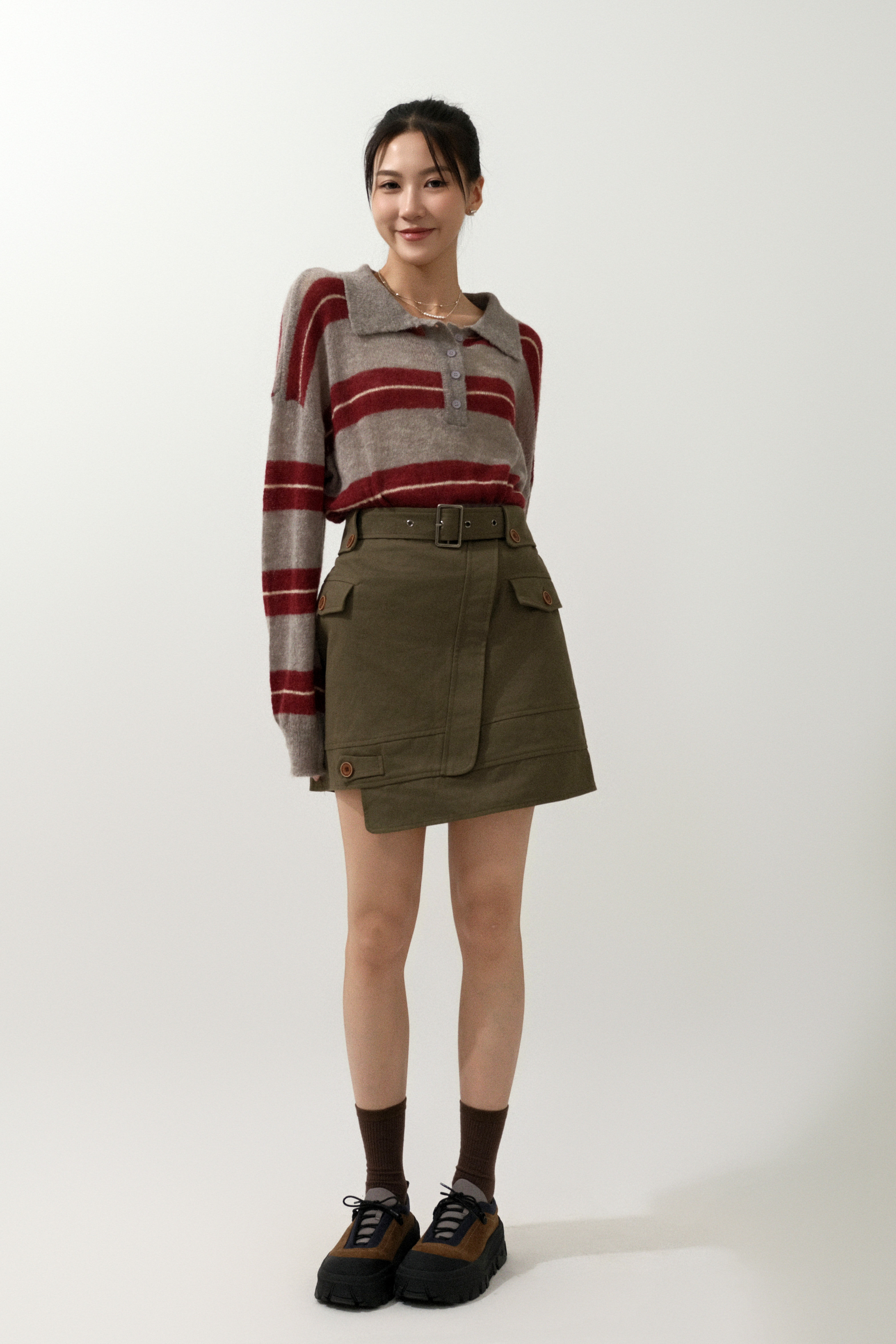 不規則腳軍裝短裙(連打底褲)（預購產品）