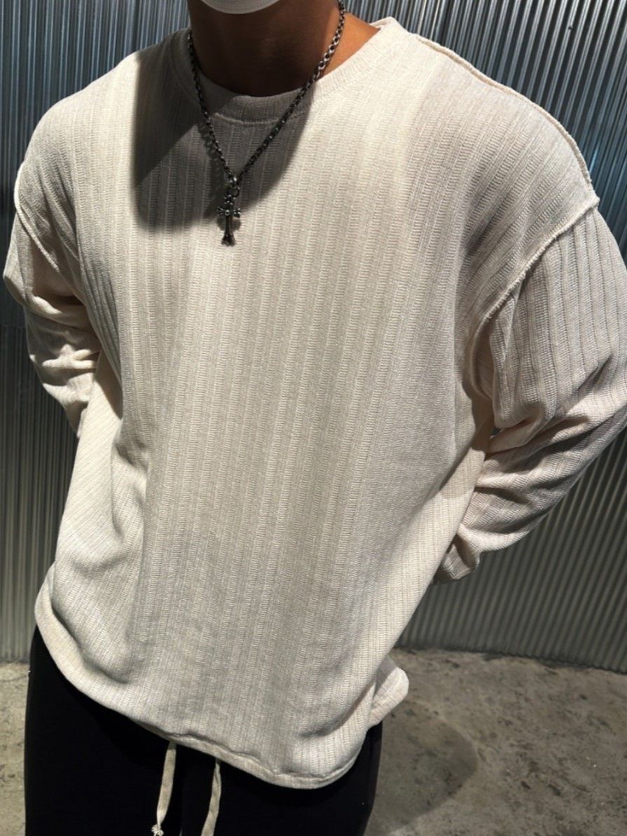 淨色暗直紋長袖衫 HD-037T