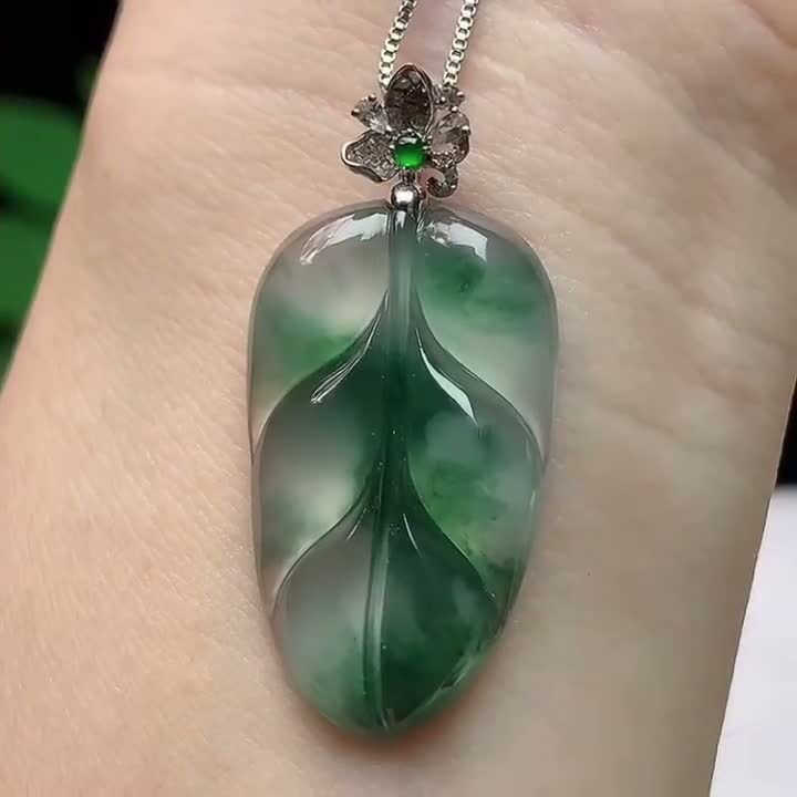 翡翠冰種飄花葉子,天然翡翠A玉, 緬甸玉, Jade, Jadeite