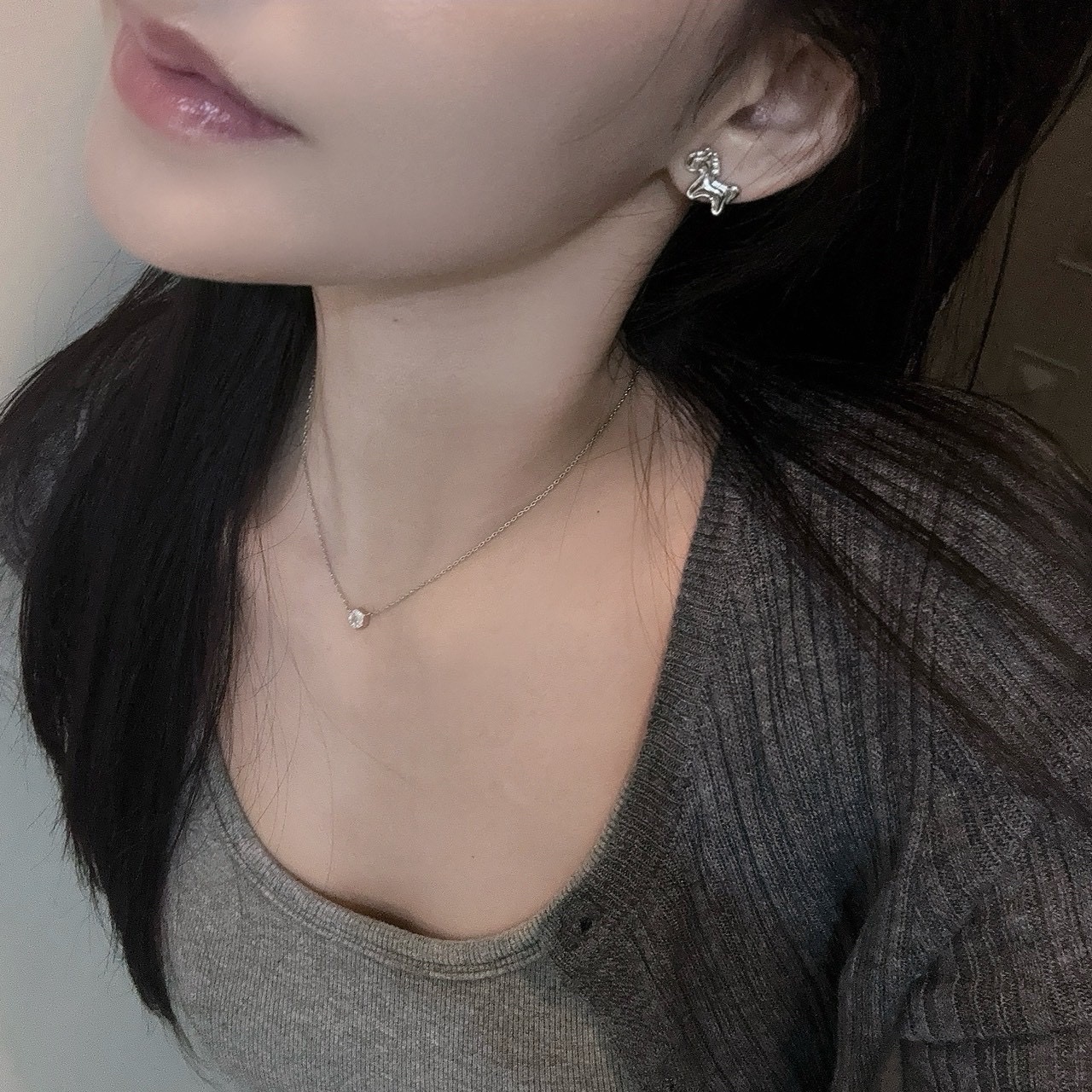 Gy”小馬駒金銀立體耳釘