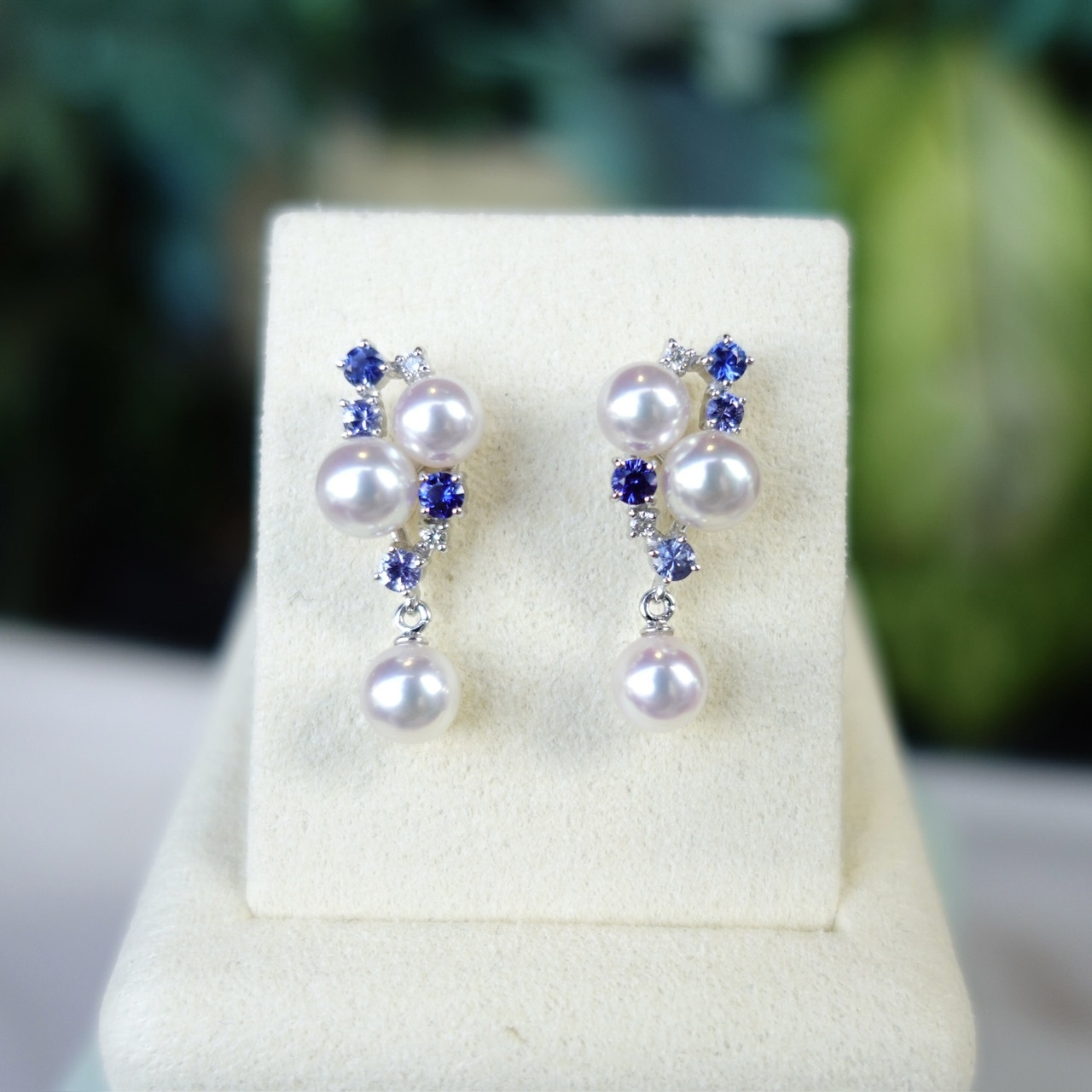 日本設計師系列-PT950鉑金彩凜珠鑽石彩寶耳環