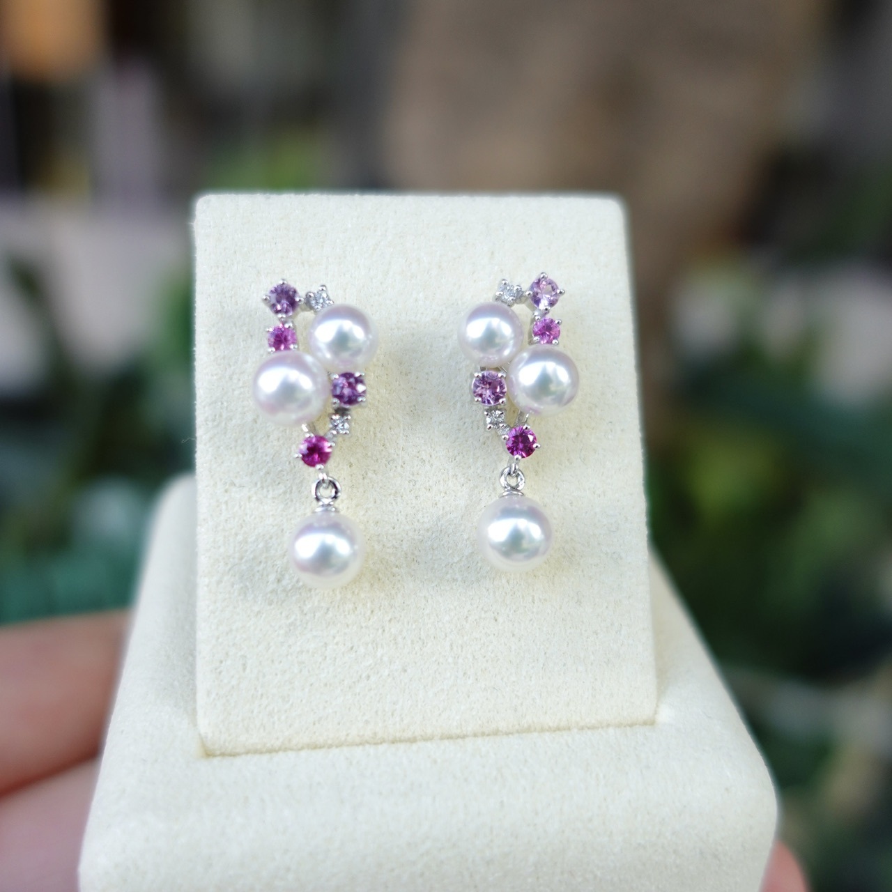 日本設計師系列-PT950鉑金彩凜珠鑽石彩寶耳環