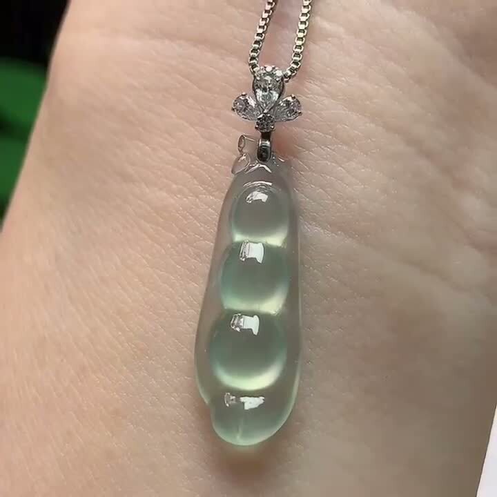 翡翠冰種晴底福豆,天然翡翠A玉, 緬甸玉, Jade, Jadeite