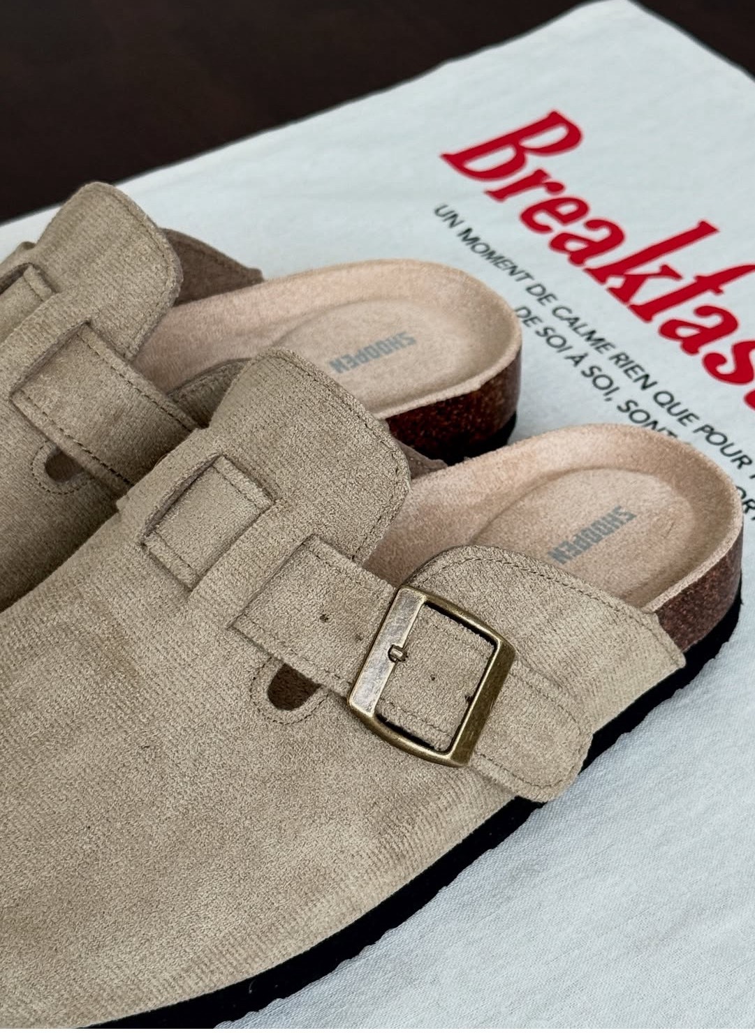 Shoopen 麂皮勃肯拖鞋