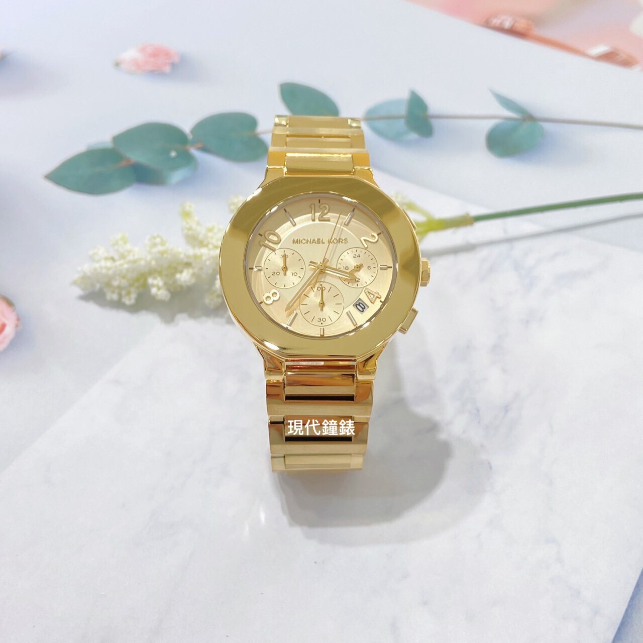 【MICHAEL KORS】全金三眼閃耀腕錶MK7520 40mm 現代鐘錶