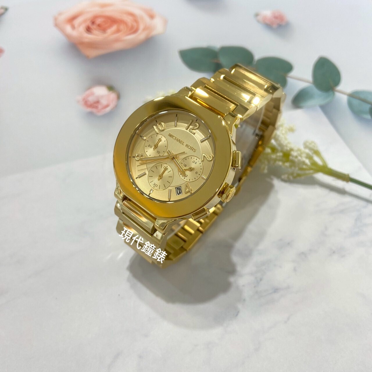 【MICHAEL KORS】全金三眼閃耀腕錶MK7520 40mm 現代鐘錶