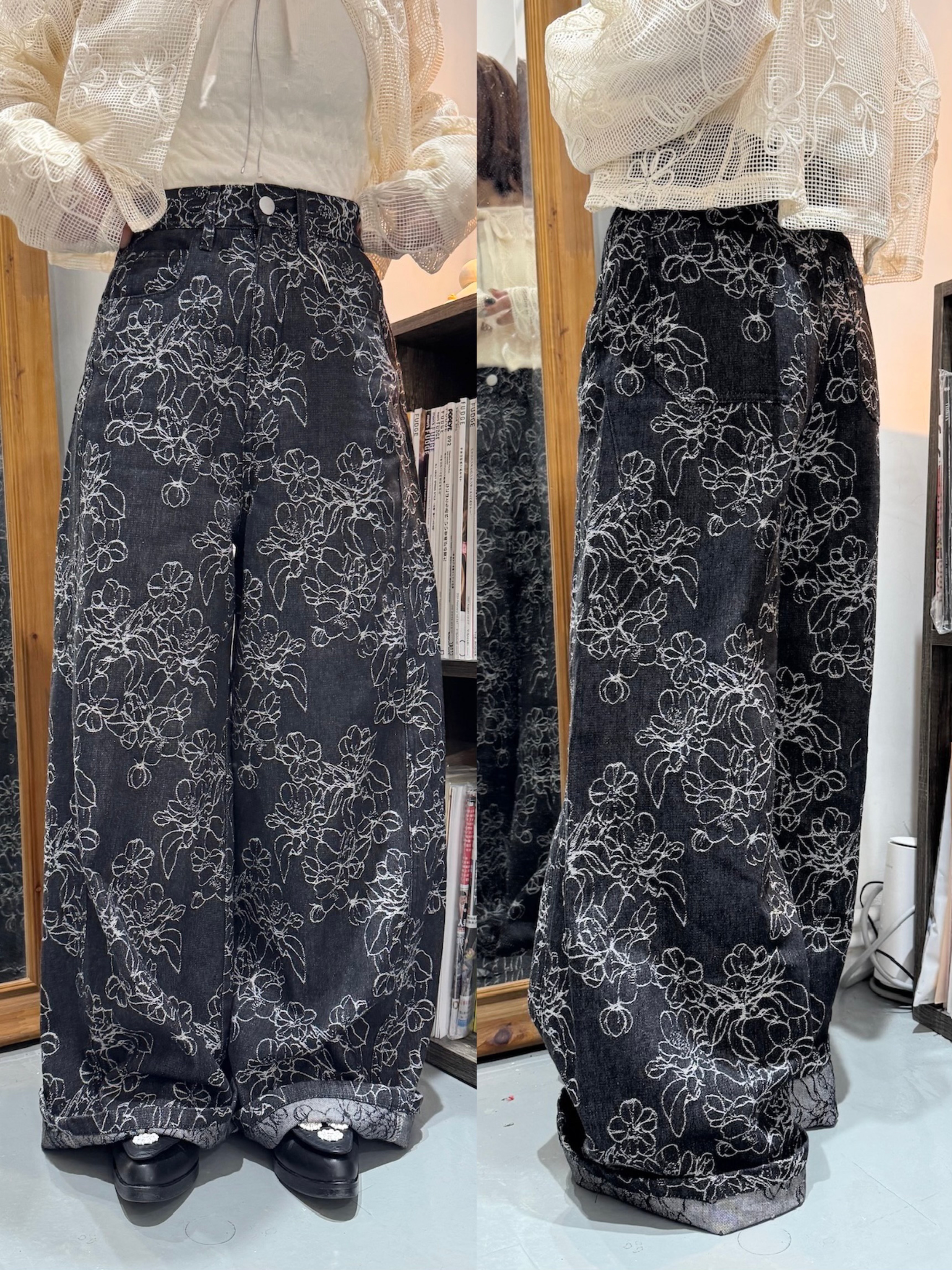 推！花花布直身小闊褲