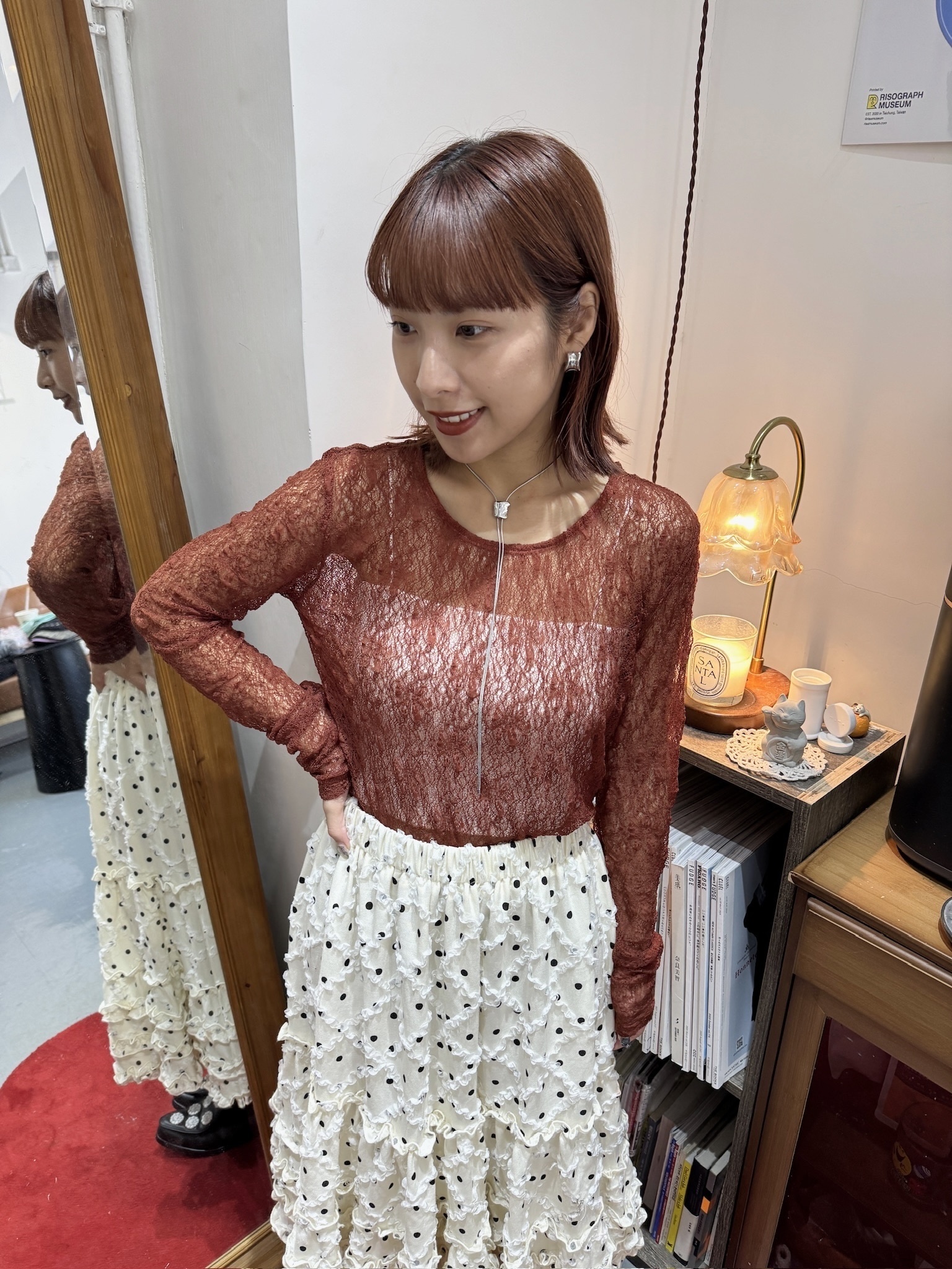 圓領手摺套薄網inner