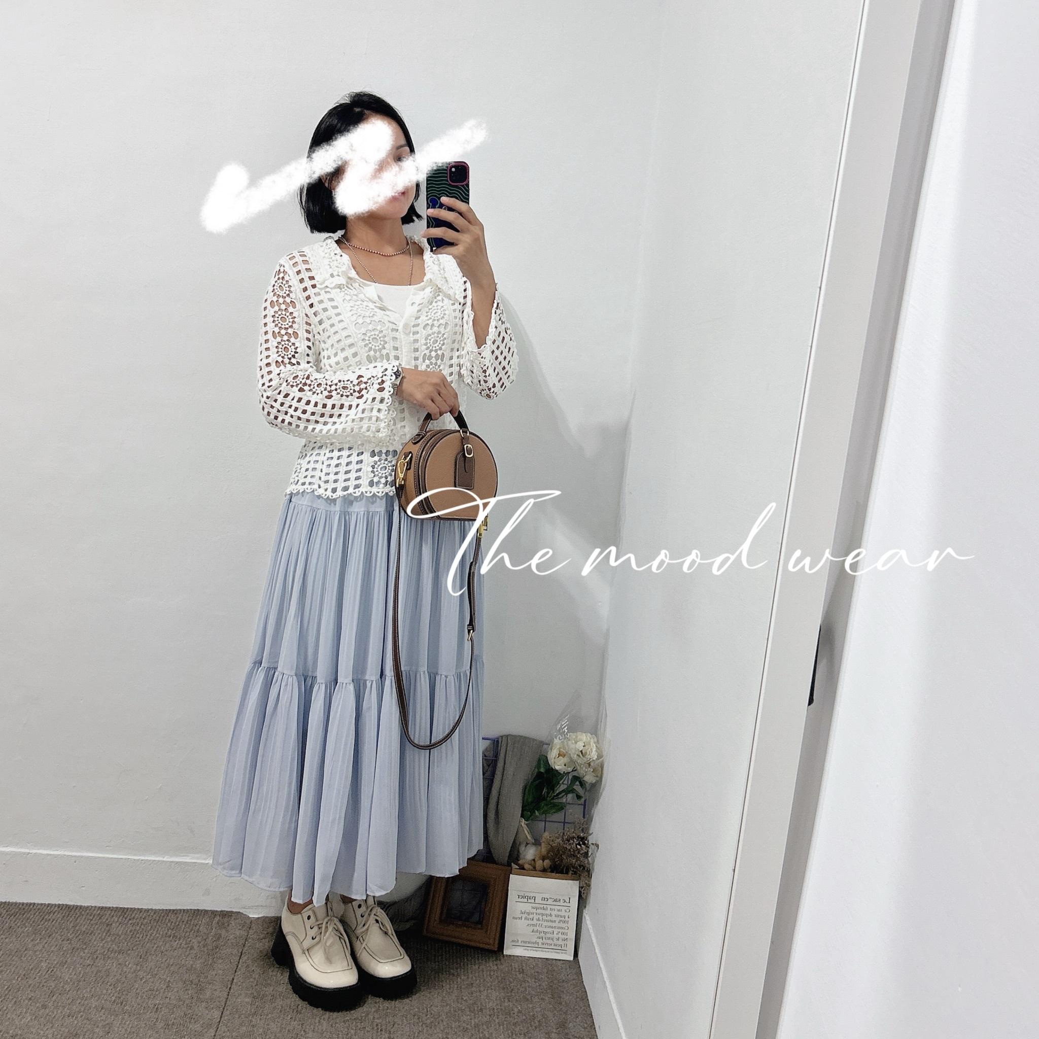 約會穿搭 親膚蕾絲寬袖蕾絲襯衫