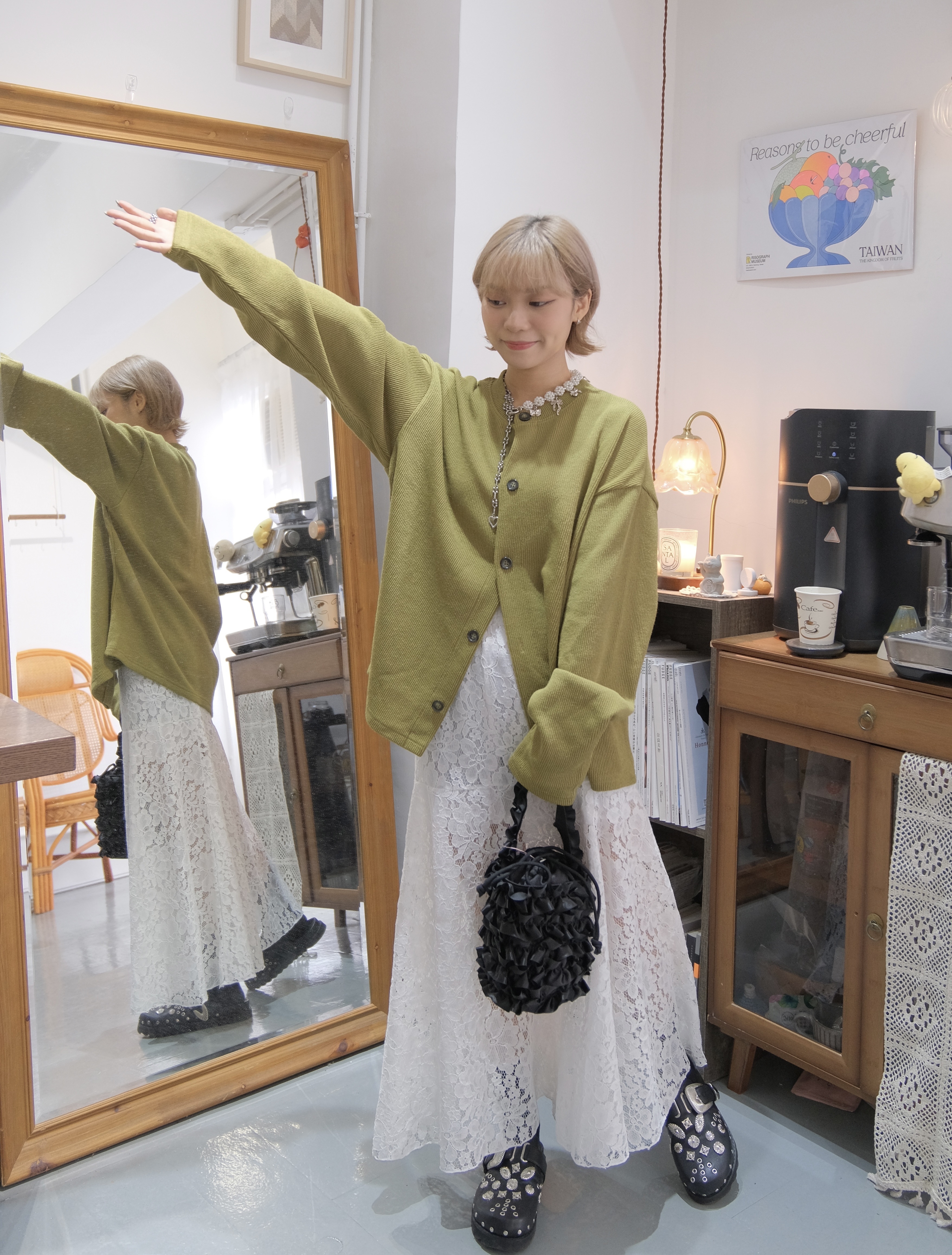 簡約直坑紋針織外套