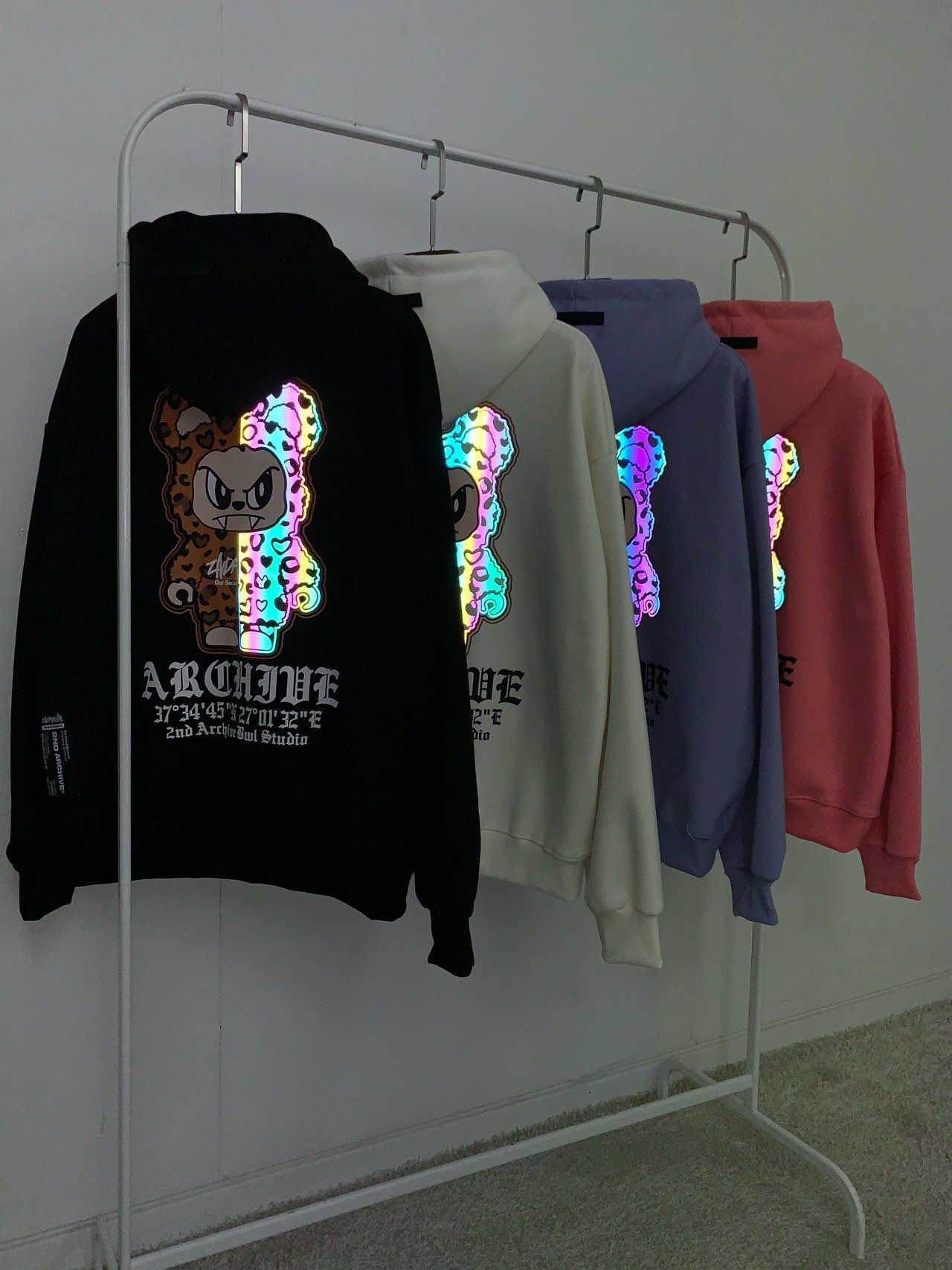 3M反光熊仔圖案英文字連帽衛衣 2nd-294T