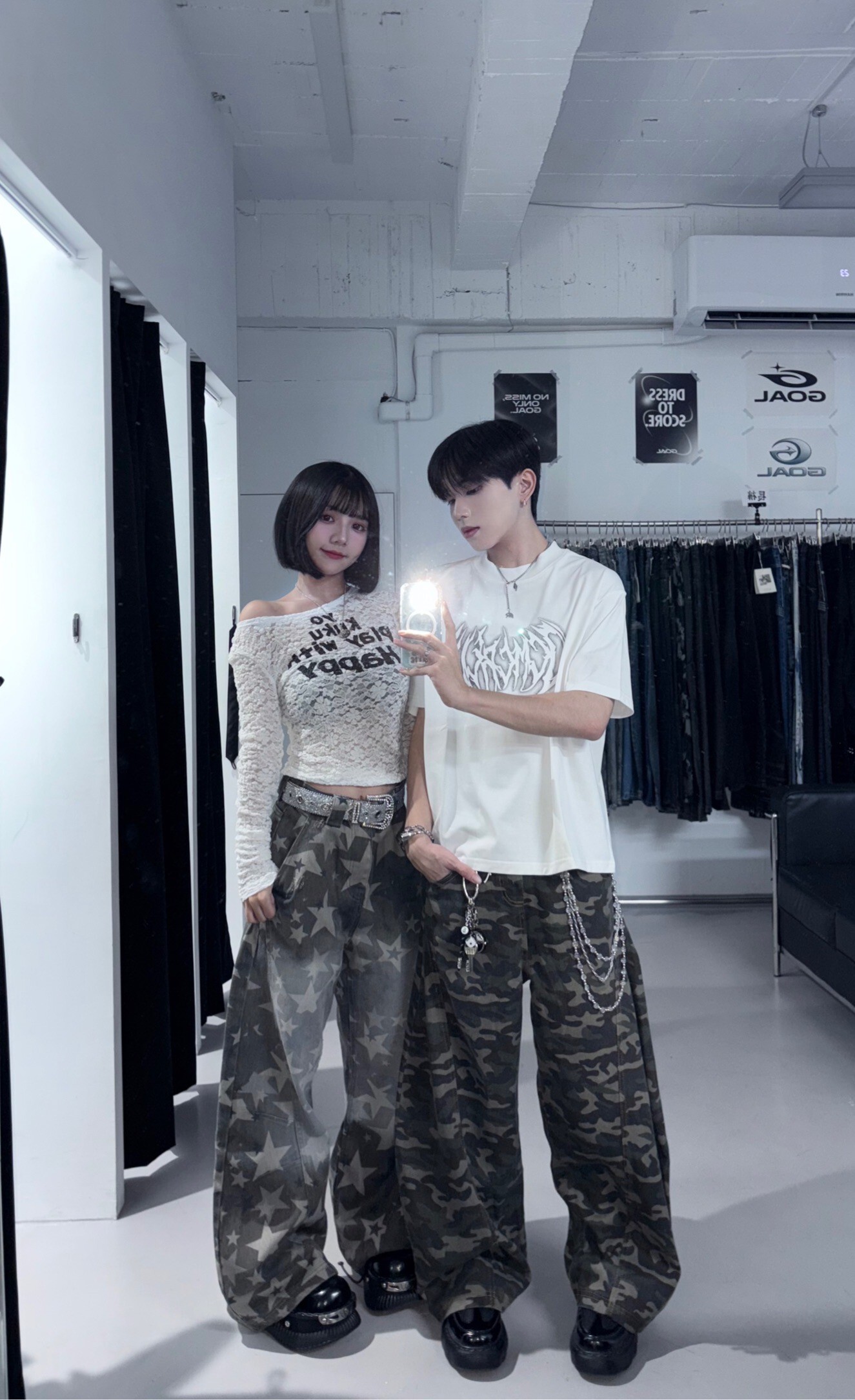 (GOAL) 美式復古星星彎刀褲 SP0215