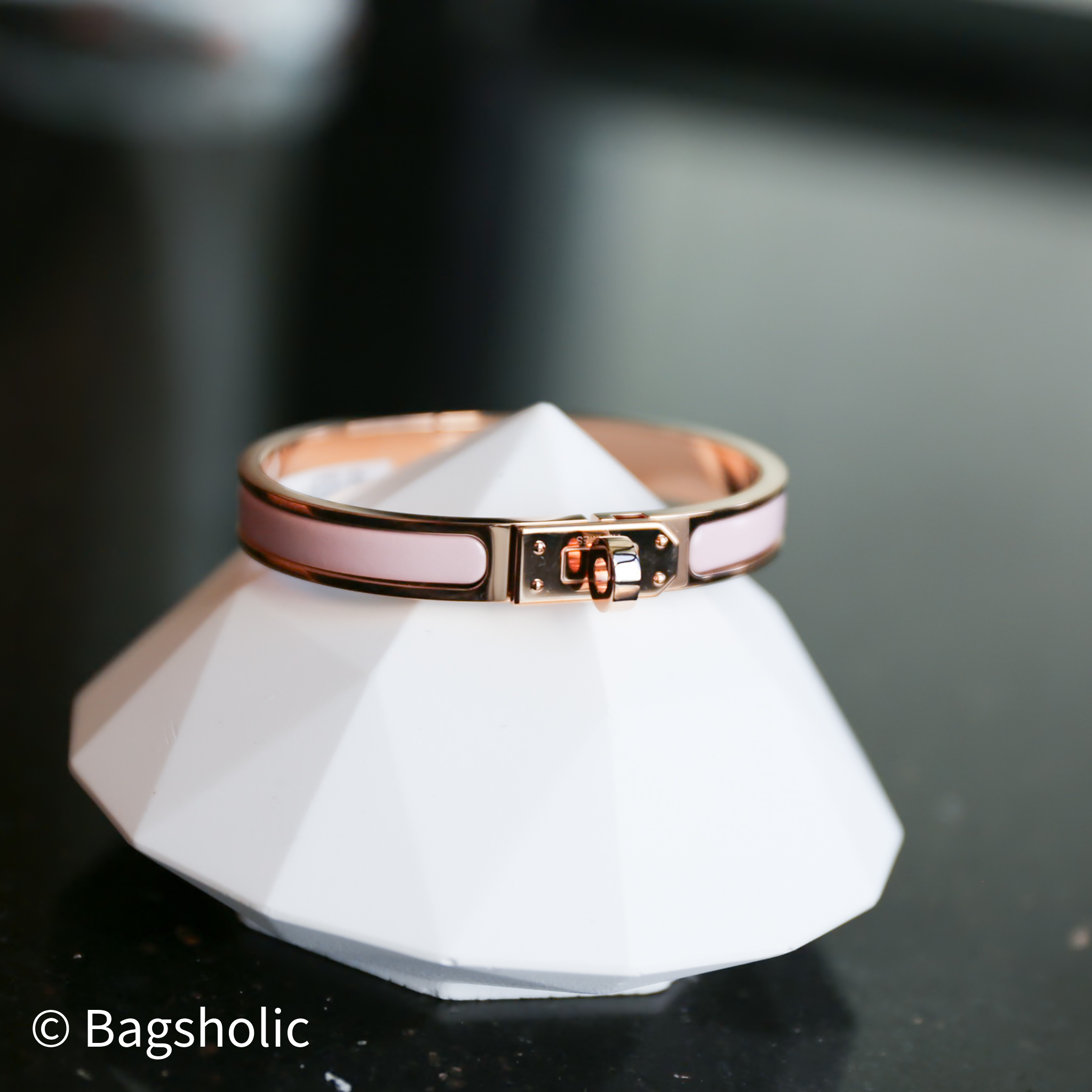 Hermes Mini Clic Kelly bracelet   (Rose Candeur RGHW)