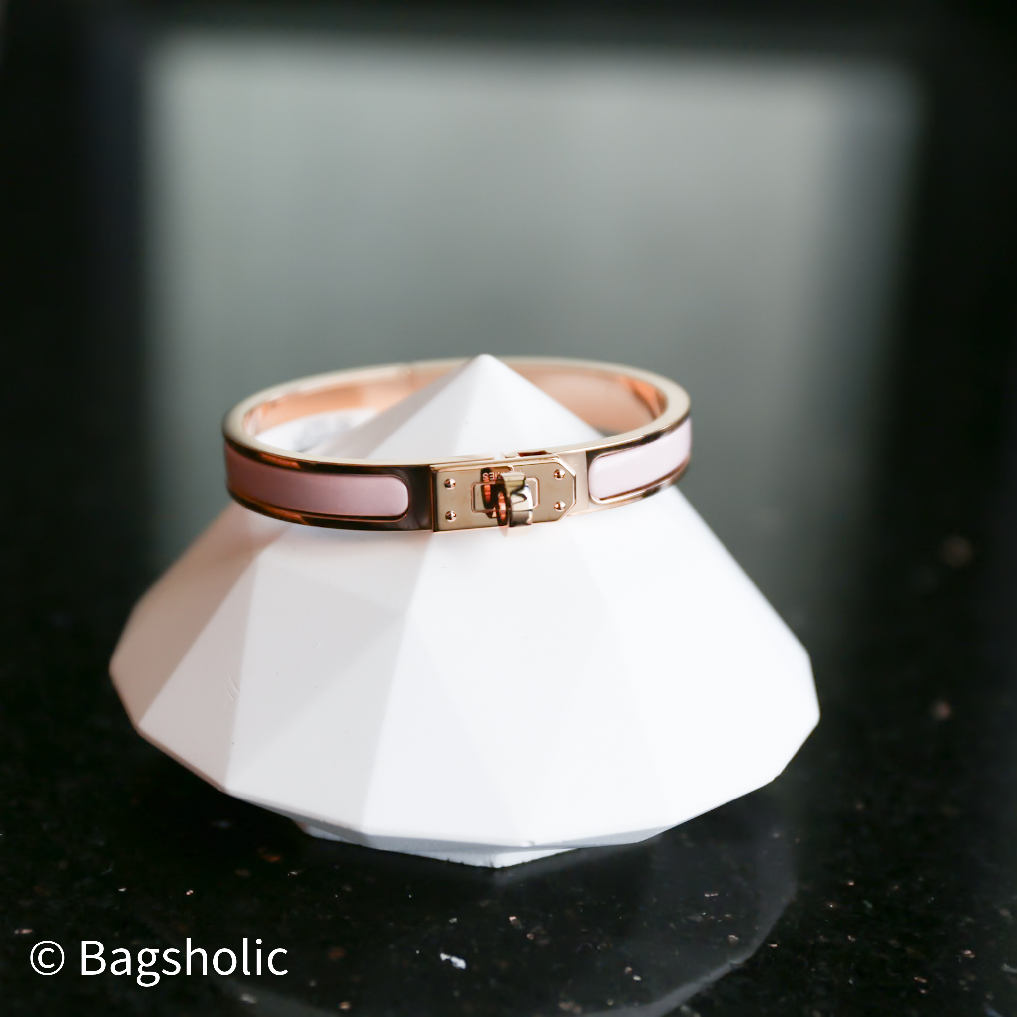 Hermes Mini Clic Kelly bracelet   (Rose Candeur RGHW)
