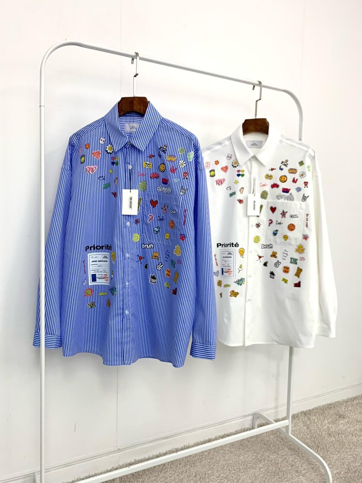 英文字圖案長袖恤衫 2nd-296S