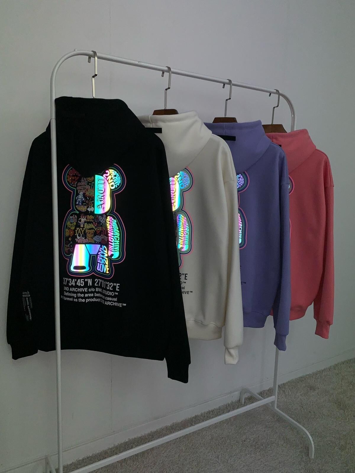 3M反光熊仔圖案英文字連帽衛衣 2nd-297T