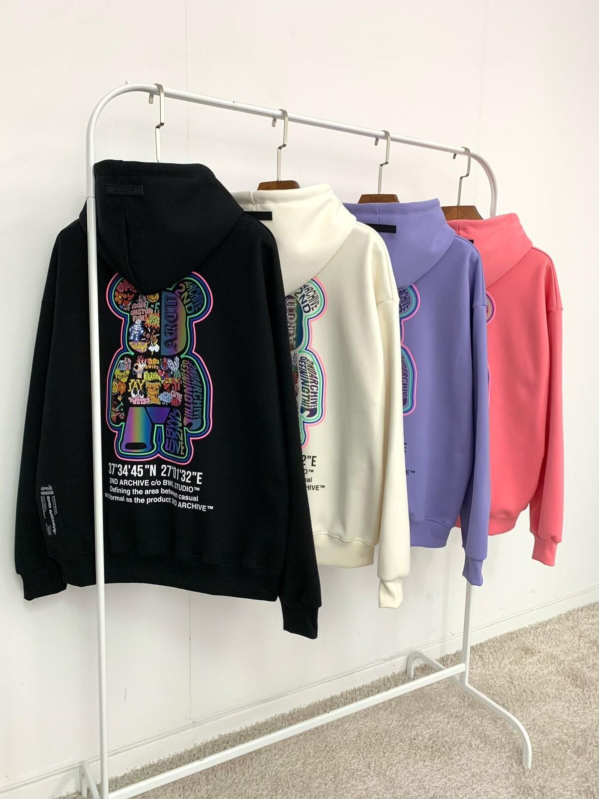 3M反光熊仔圖案英文字連帽衛衣 2nd-297T