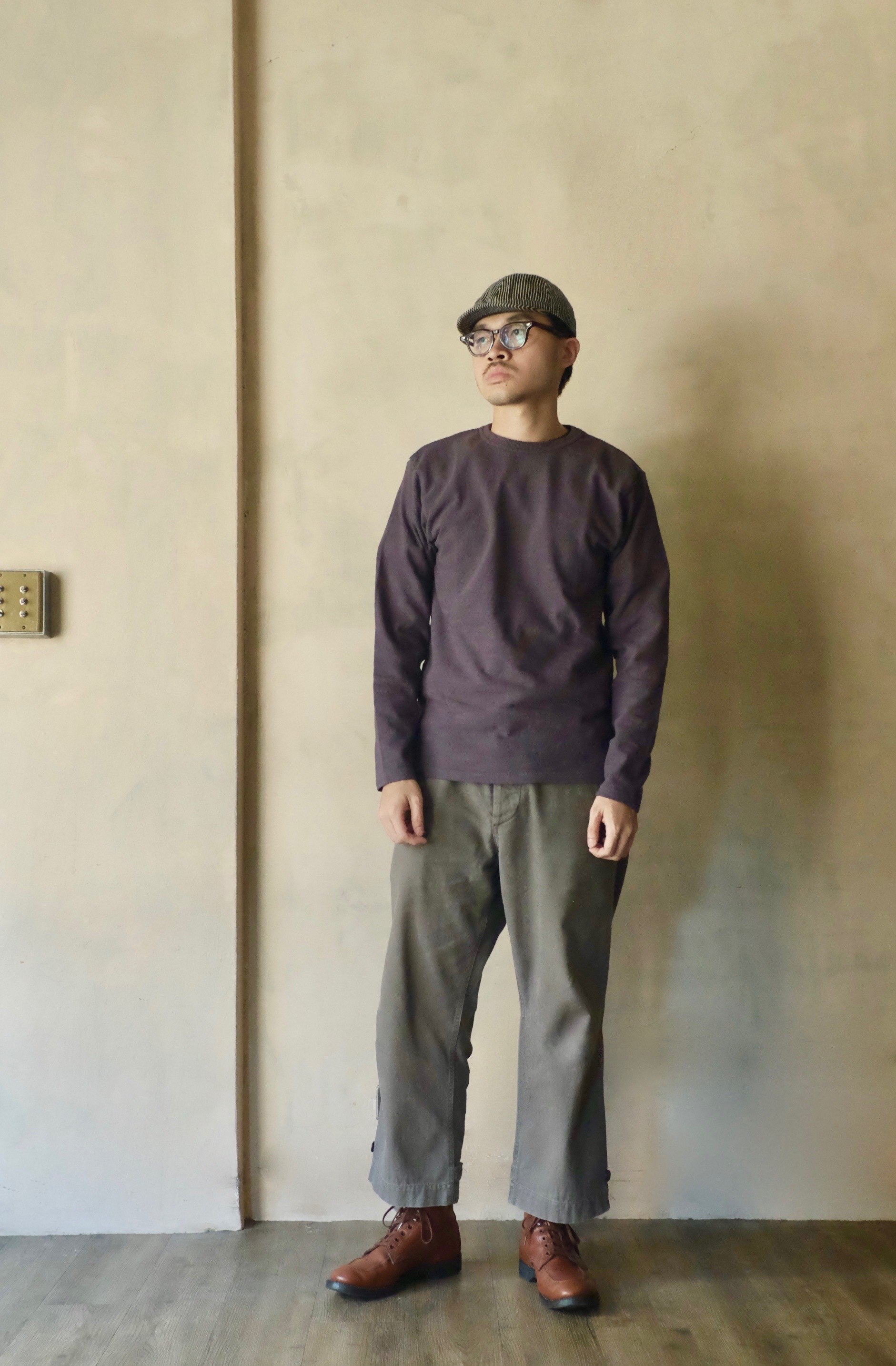 UES NO.8 SLUB NEP LONG SLEEVE T-SHIRT / PURPLE NAVY