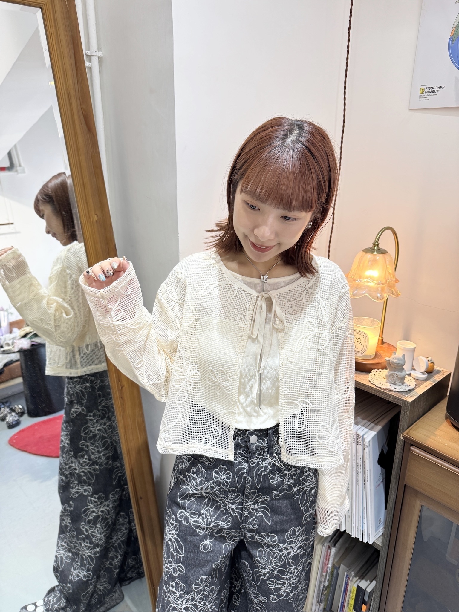 花花網格ribbon top