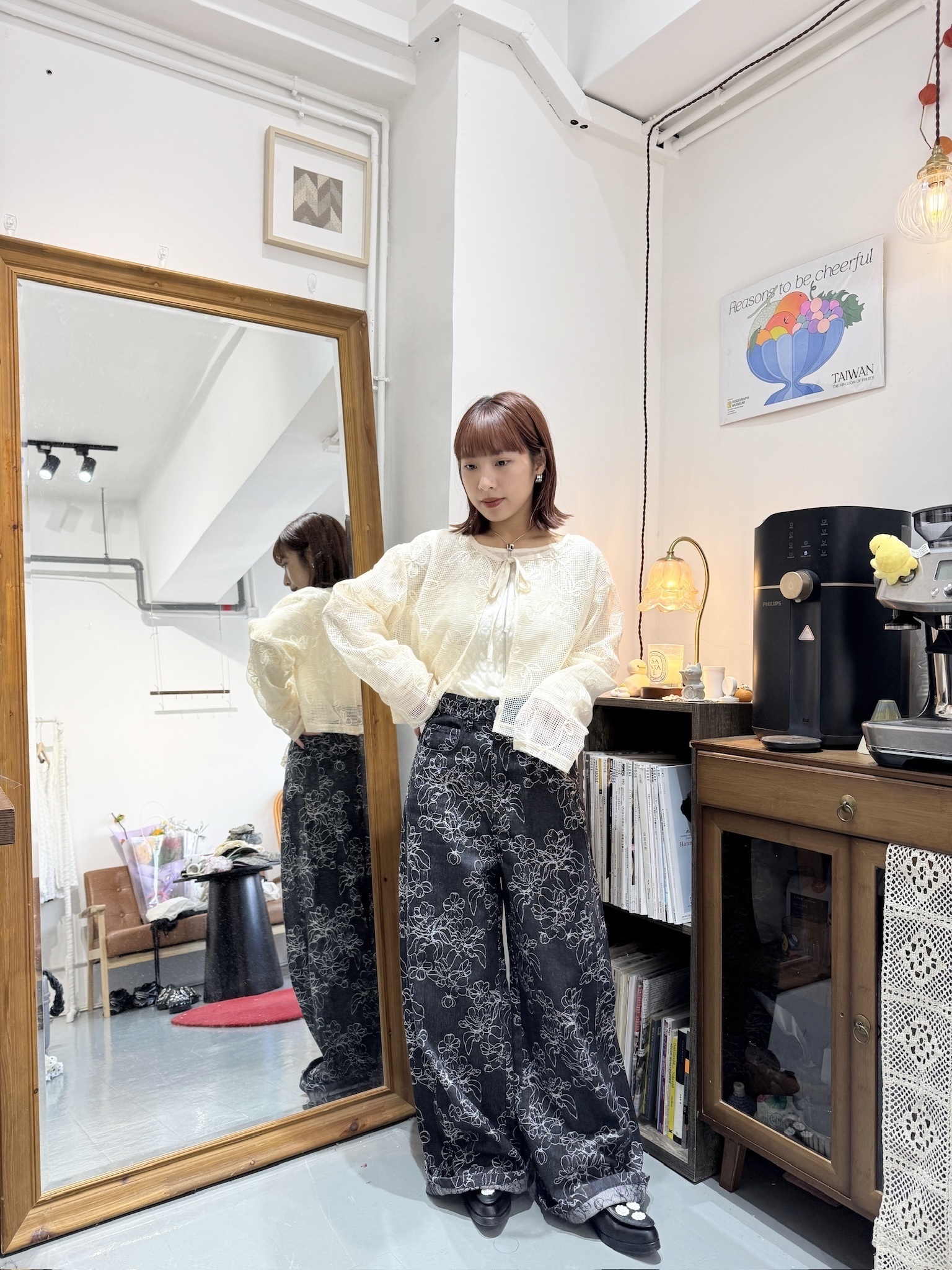 花花網格ribbon top