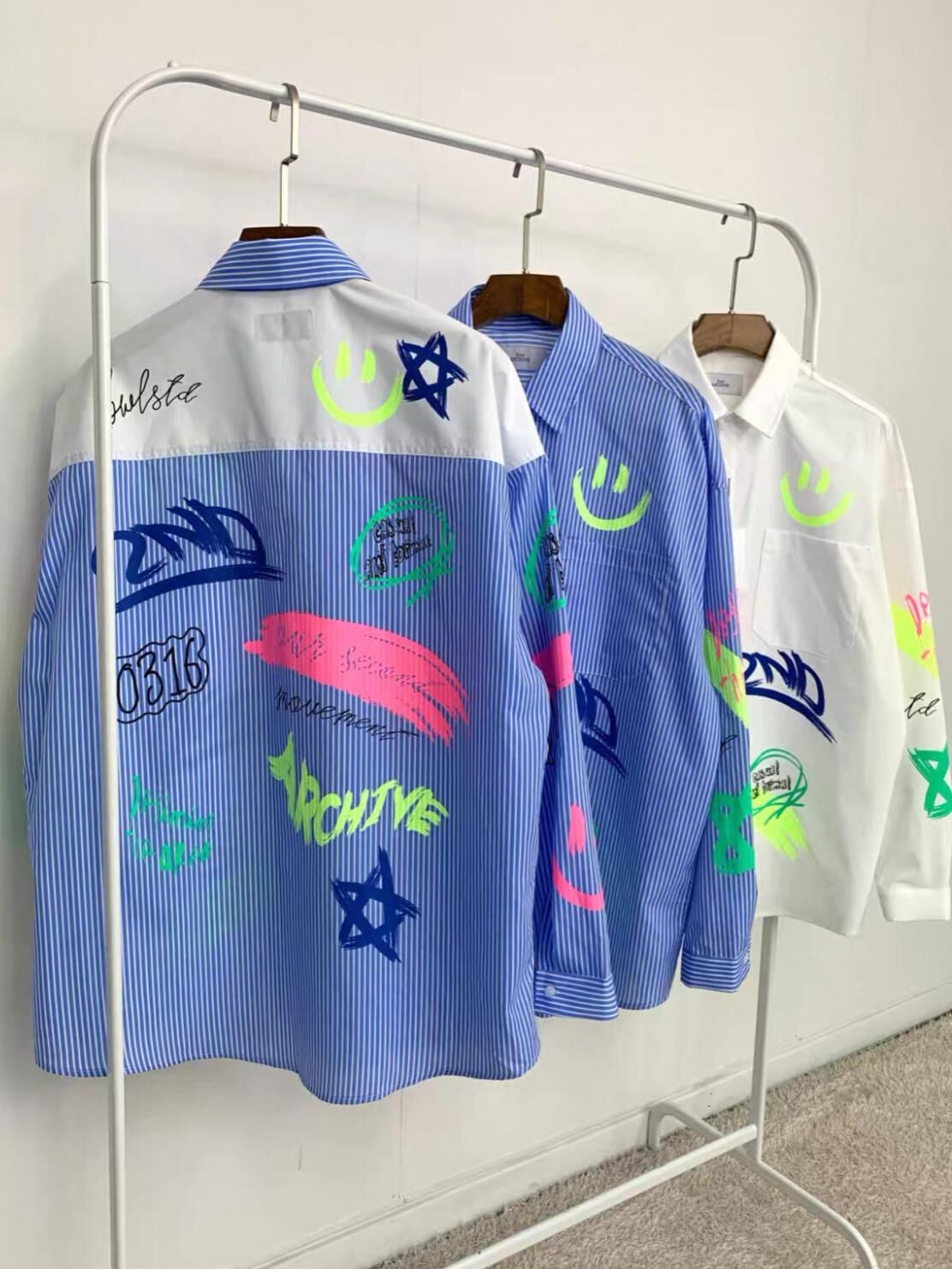 英文字圖案長袖恤衫 2nd-298S