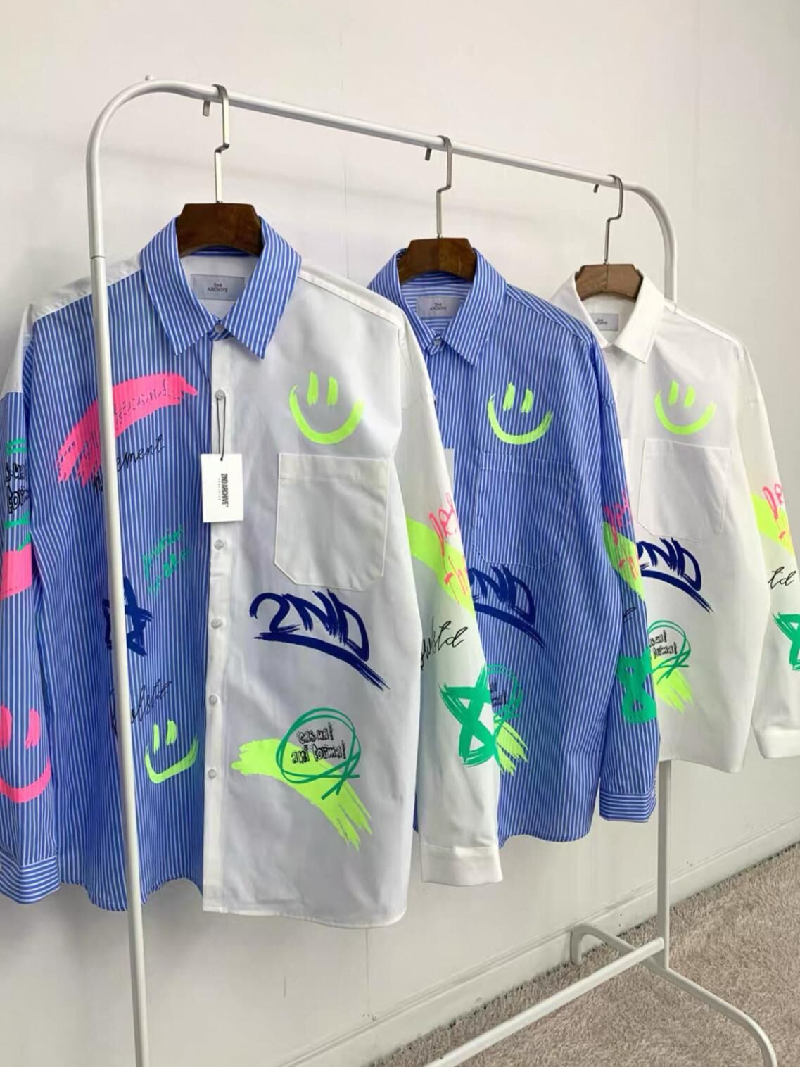 英文字圖案長袖恤衫 2nd-298S