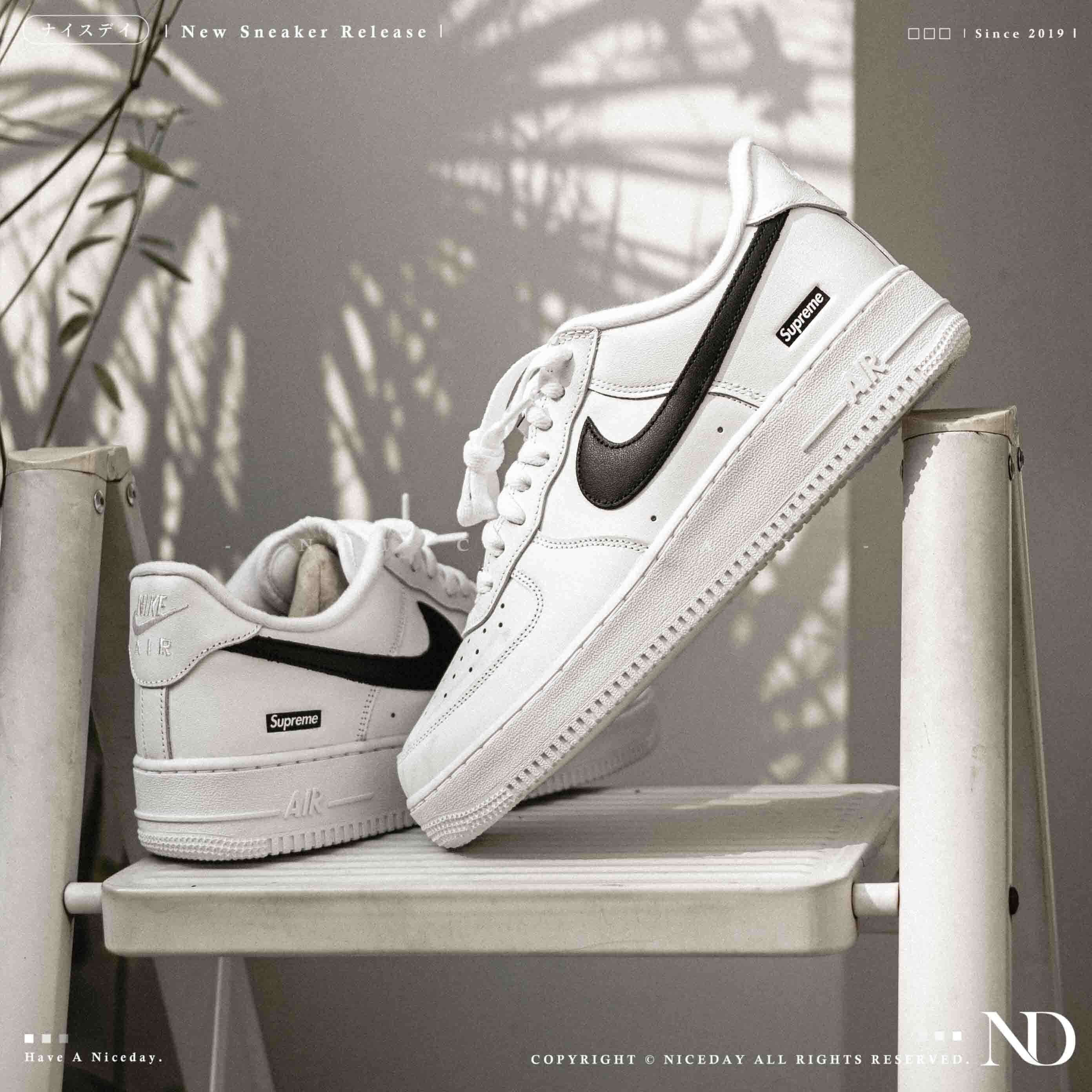 NICEDAY 代購 Supreme x Nike Air Force 1 Low 黑白 白黑 小標 白 黑 聯名 特殊色 CU9225